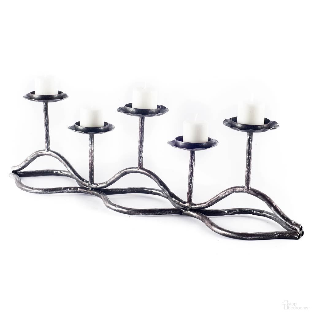 Orville Metal Pipe Five Tealight Table Candle Holder In Black