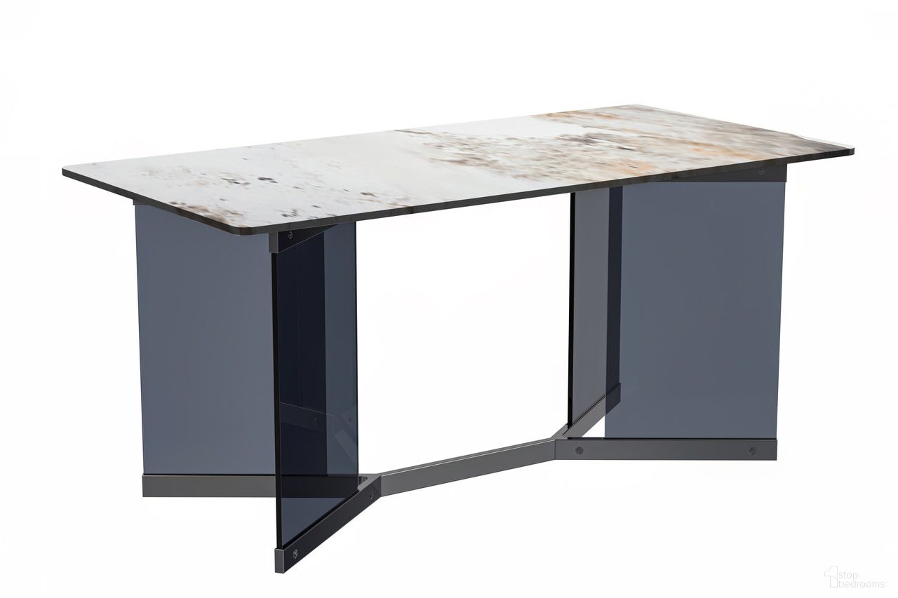 The appearance of Oryn 55 Inch Dining Table with Sintered Stone Top In Black and Grey designed by LeisureMod in the modern / contemporary interior design. This black/grey piece of furniture  was selected by 1StopBedrooms from Oryn Collection to add a touch of cosiness and style into your home. Sku: OT51BL-55CG-S. Table Base Style: Trestle. Material: Stone. Table Top Shape: Rectangular. Size: 31" x 55".