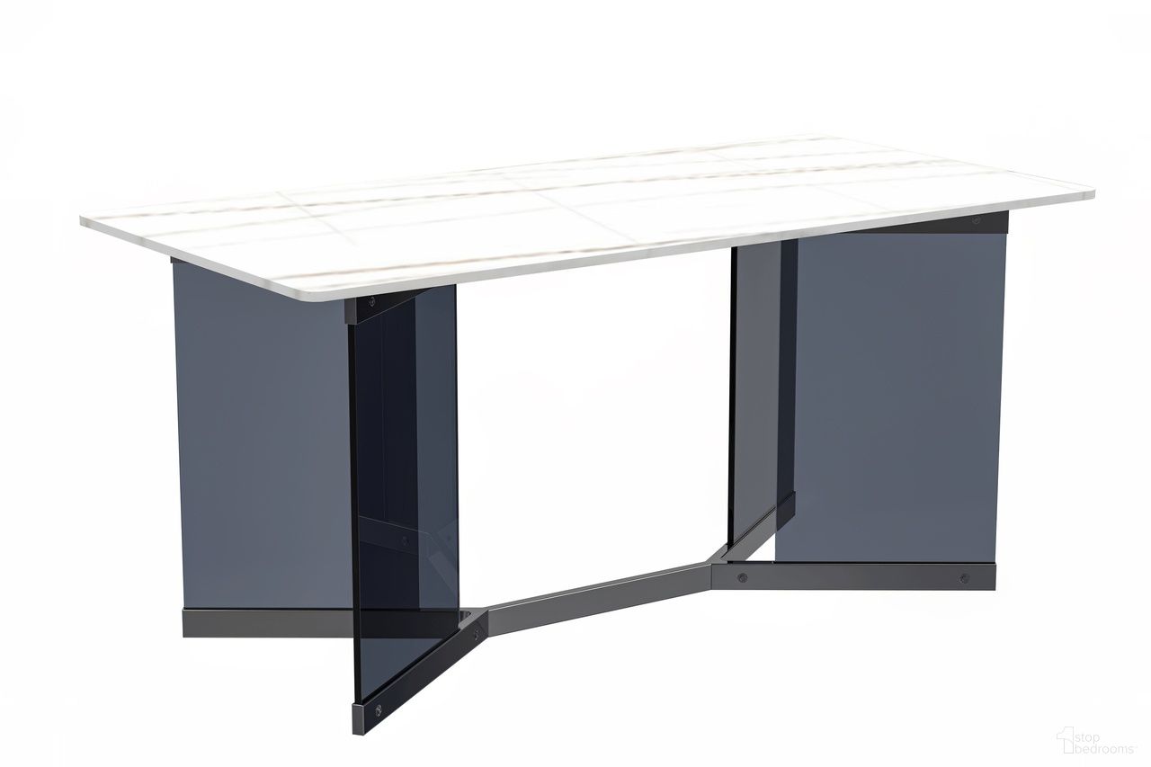 Oryn 71 Inch Dining Table with Sintered Stone Top In Black and White