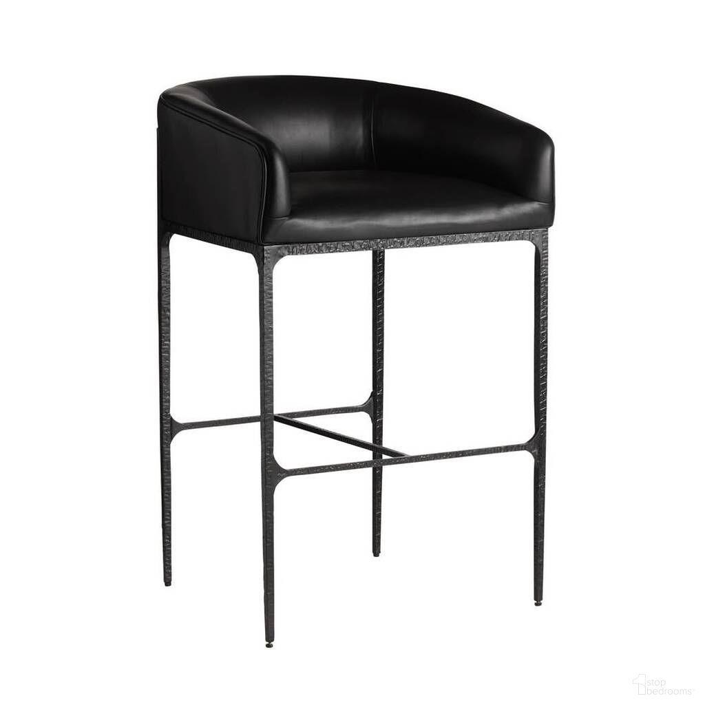 The appearance of Osbourne Bar Stool In Black designed by Arteriors in the industrial interior design. This black piece of furniture was selected by 1StopBedrooms from Osbourne Collection to add a touch of cosiness and style into your home. Sku: FSI16. Material: Leather.