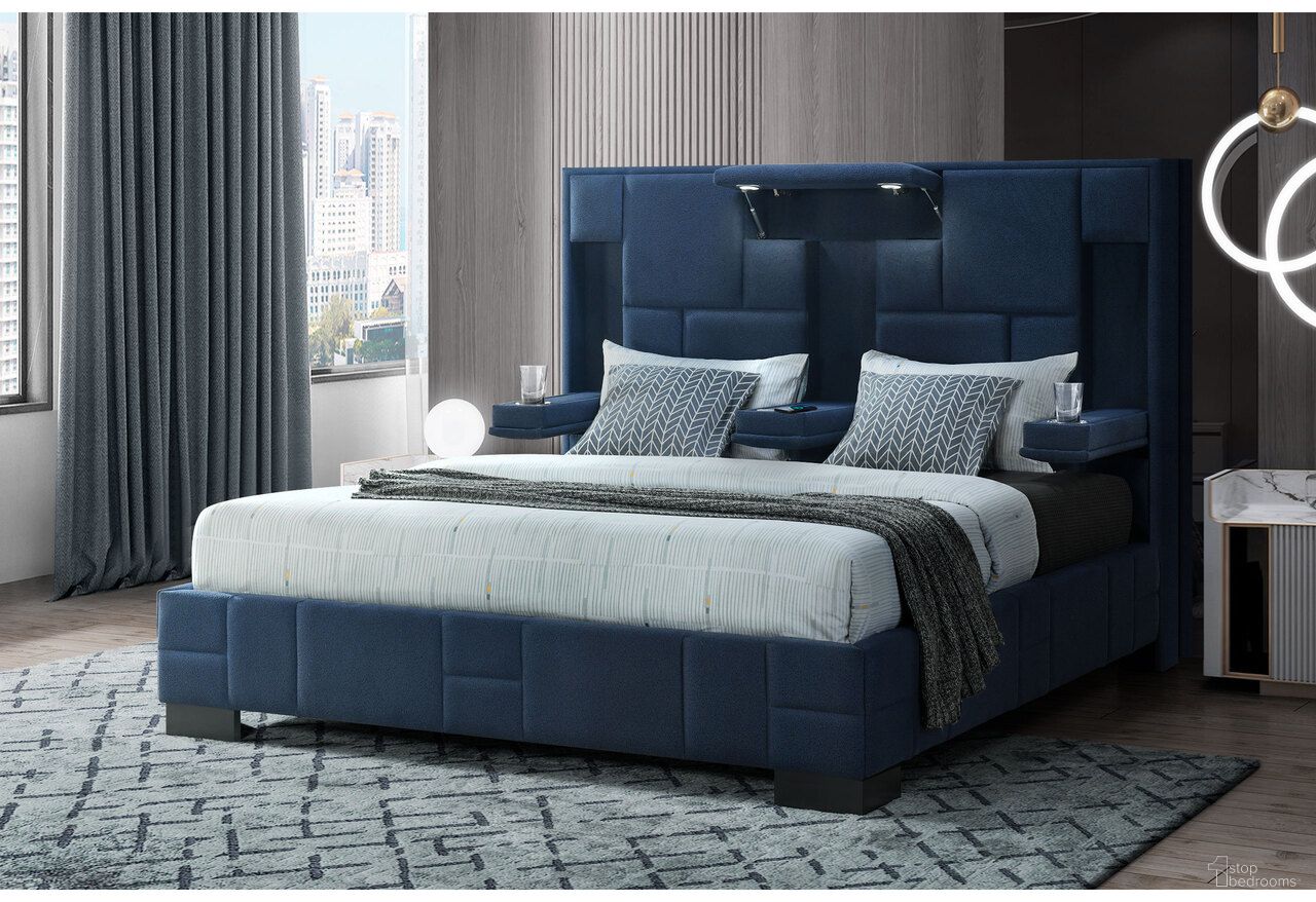 The appearance of Oscar Queen Bed No Wood Trim In Navy Blue designed by Global Furniture USA in the modern / contemporary interior design. This navy blue piece of furniture was selected by 1StopBedrooms from Oscar Collection to add a touch of cosiness and style into your home. Sku: OSCAR-NAVY BLUE-QB-SR-N;OSCAR-NAVY BLUE-QB-HB/FB/SLATS-N. Bed Size: Queen. Material: MDF.