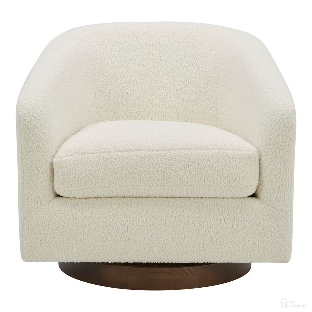 Oscy Swivel Chair In Vegan Shearling White
