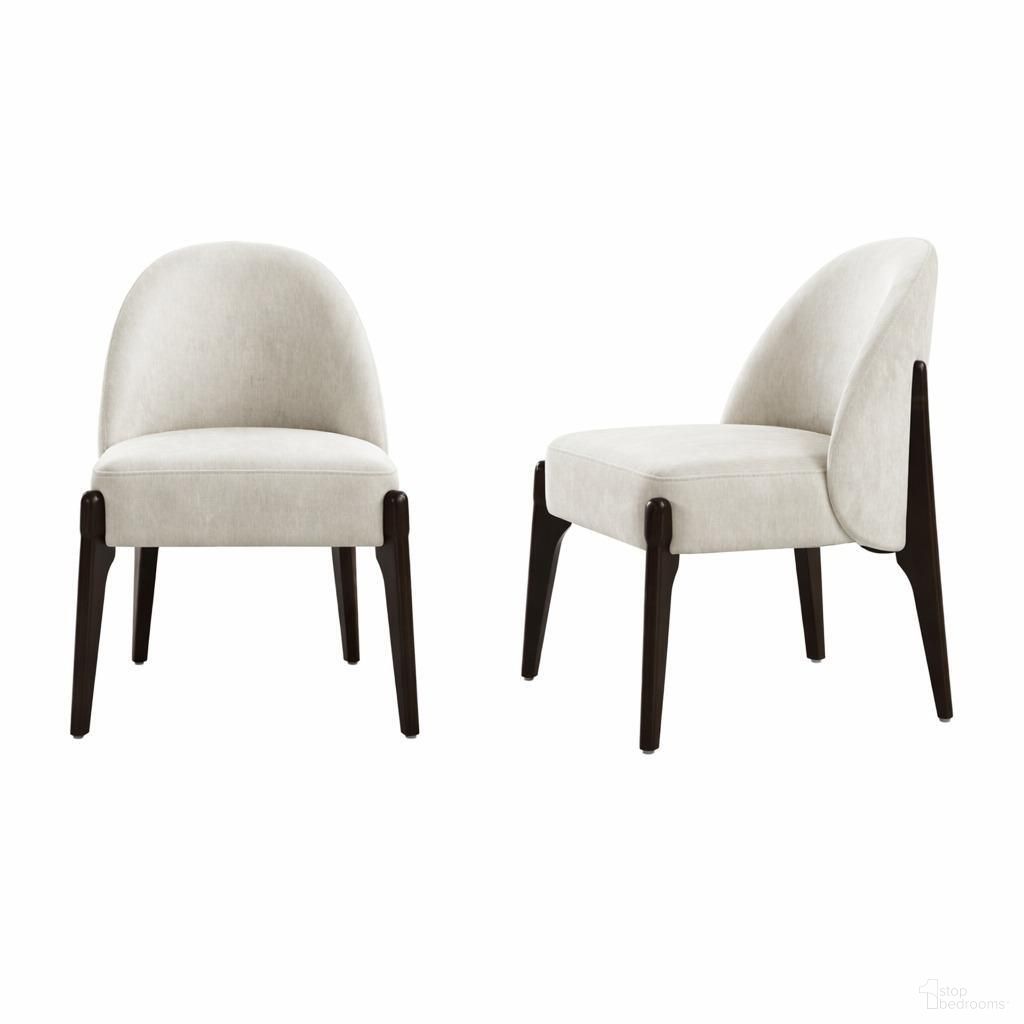 Oslo Chenille Wood Side Chair Set of 2 In Cream
