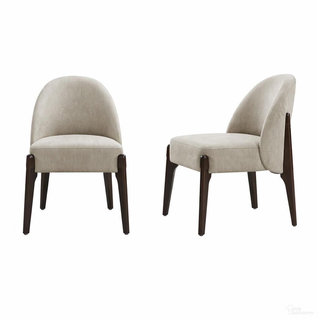 Oslo Chenille Wood Side Chair Set of 2 In Taupe