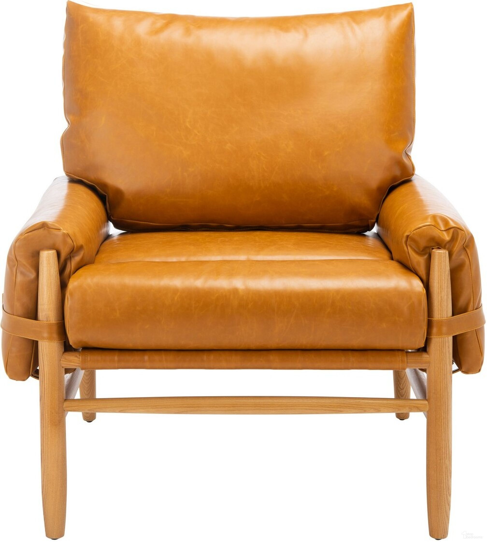 The appearance of Oslo Mid Century Arm Chair in Caramel designed by Safavieh in the transitional interior design. This caramel piece of furniture  was selected by 1StopBedrooms from Oslo Collection to add a touch of cosiness and style into your home. Sku: ACH4509A. Material: Wood.