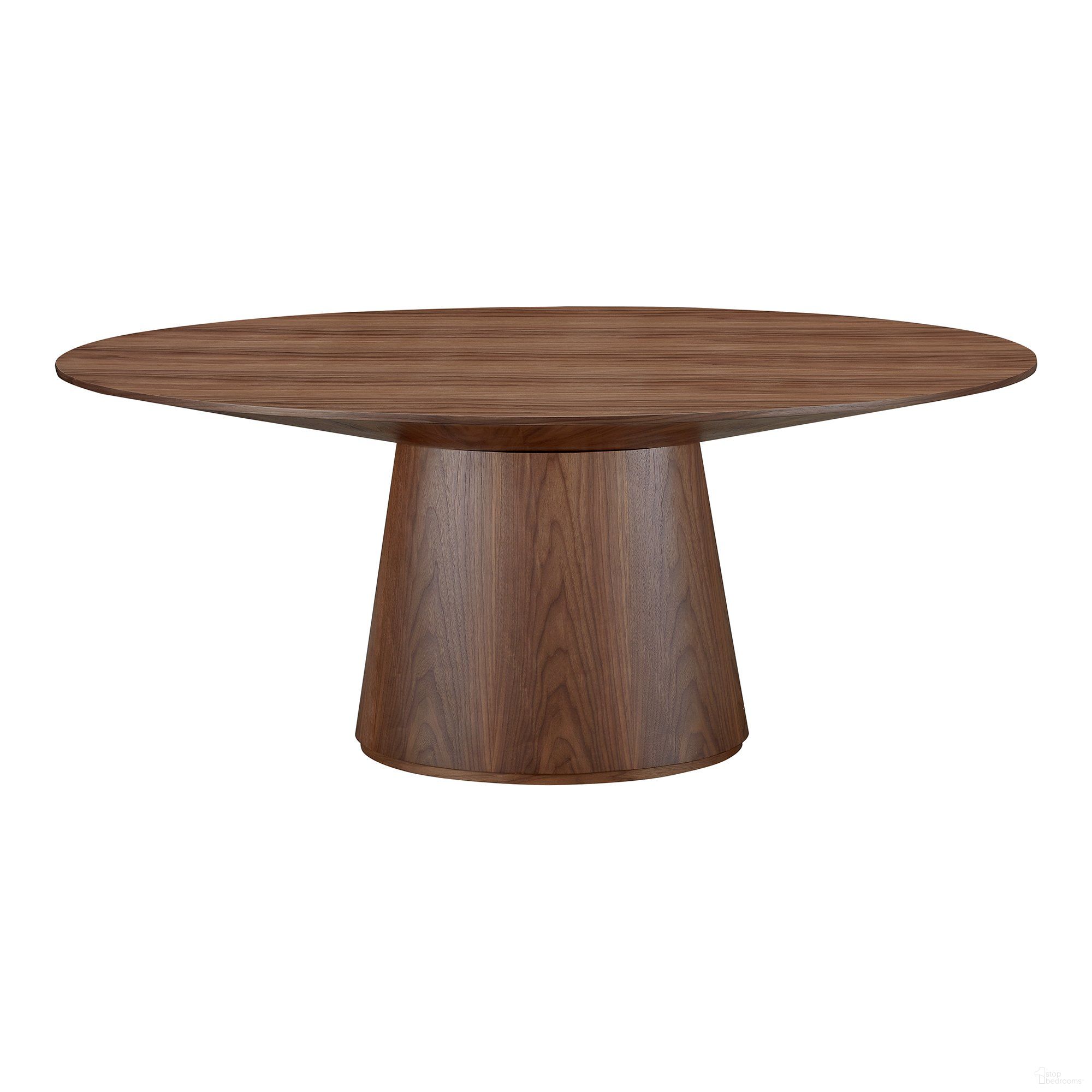 The appearance of Otago Brown Oval Dining Table designed by Moes Home in the modern / contemporary interior design. This brown piece of furniture  was selected by 1StopBedrooms from Otago Collection to add a touch of cosiness and style into your home. Sku: KC-1007-03-0. Table Base Style: Pedestal. Table Top Shape: Oval. Material: Wood. Size: 43" x 71".