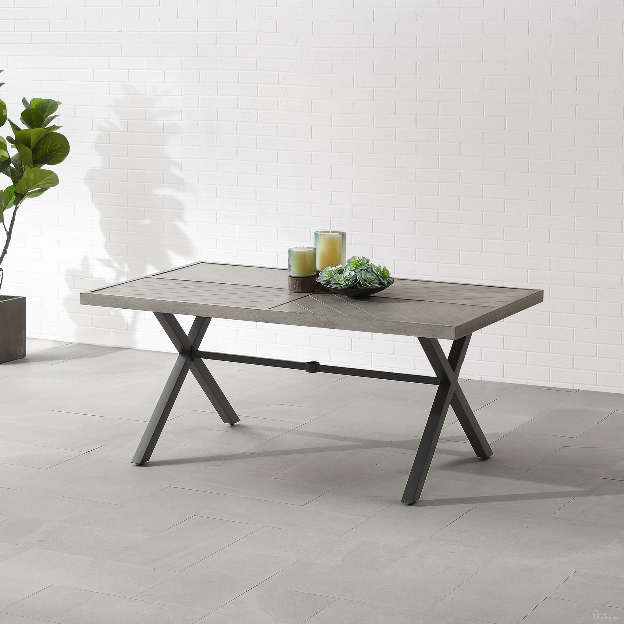 Otto Outdoor Dining Table In Gray and Matte Black by Crosley Brands