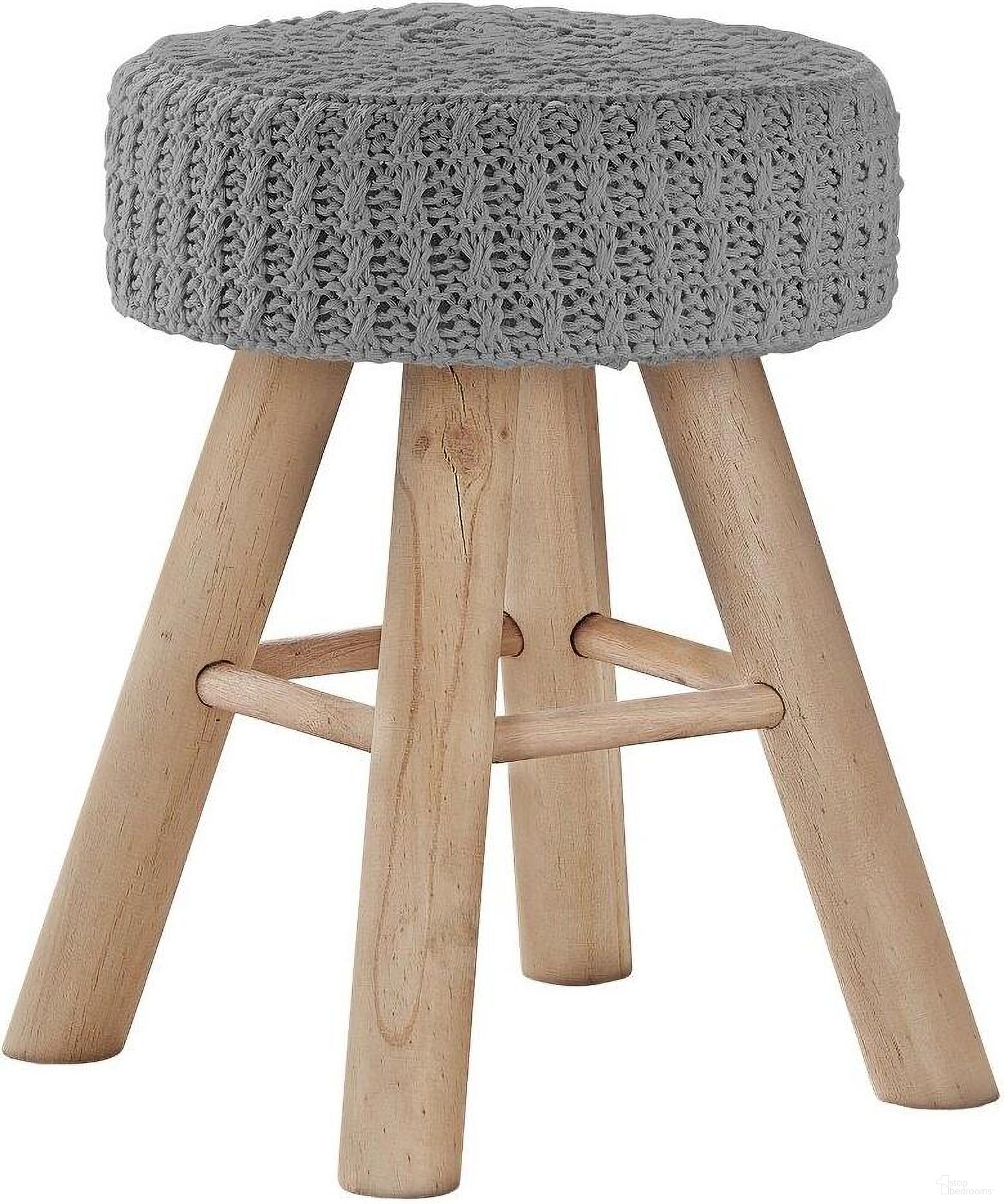 The appearance of Ottoman In Grey Knit With Natural Wood Legs designed by Monarch Specialties in the modern / contemporary interior design. This grey piece of furniture was selected by 1StopBedrooms from to add a touch of cosiness and style into your home. Sku: I 9013. Material: Polyester.