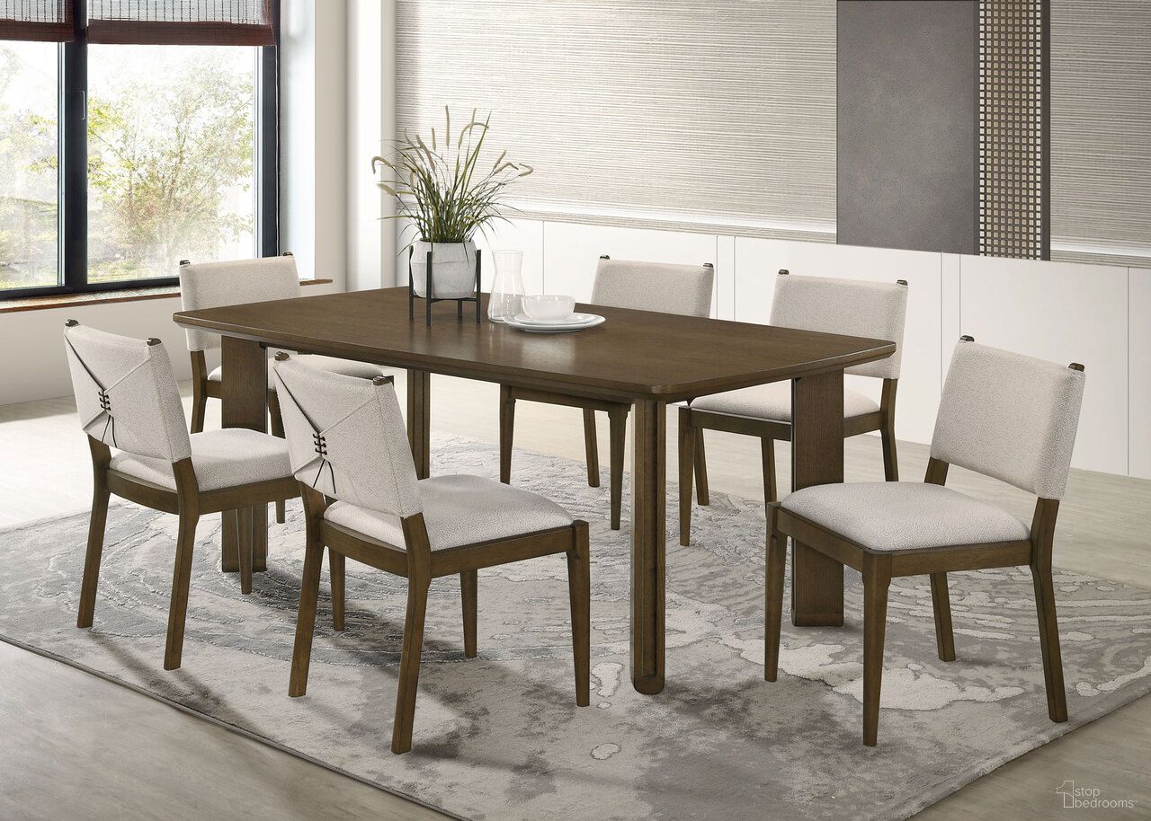 The appearance of Ottowa Rectangular Wood Dining Set In Brown designed by Coaster in the modern / contemporary interior design. This brown piece of furniture was selected by 1StopBedrooms from Ottowa Collection to add a touch of cosiness and style into your home. Sku: 193661;193662. Table Top Shape: Rectangular. Size: 39" x 71". Material: Hardwood.