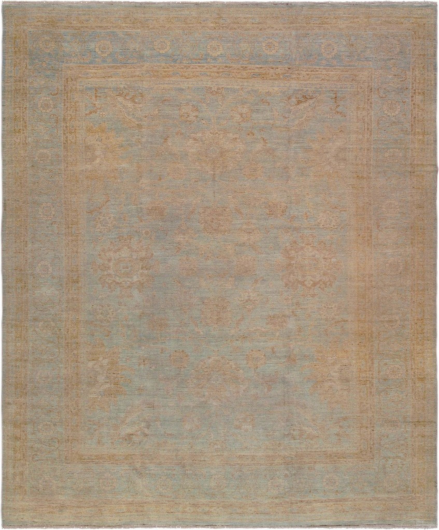 Oushak Collection Hand-Knotted Lamb's Wool Area Rug- 11' 10" x 14' 10" In Light Blue