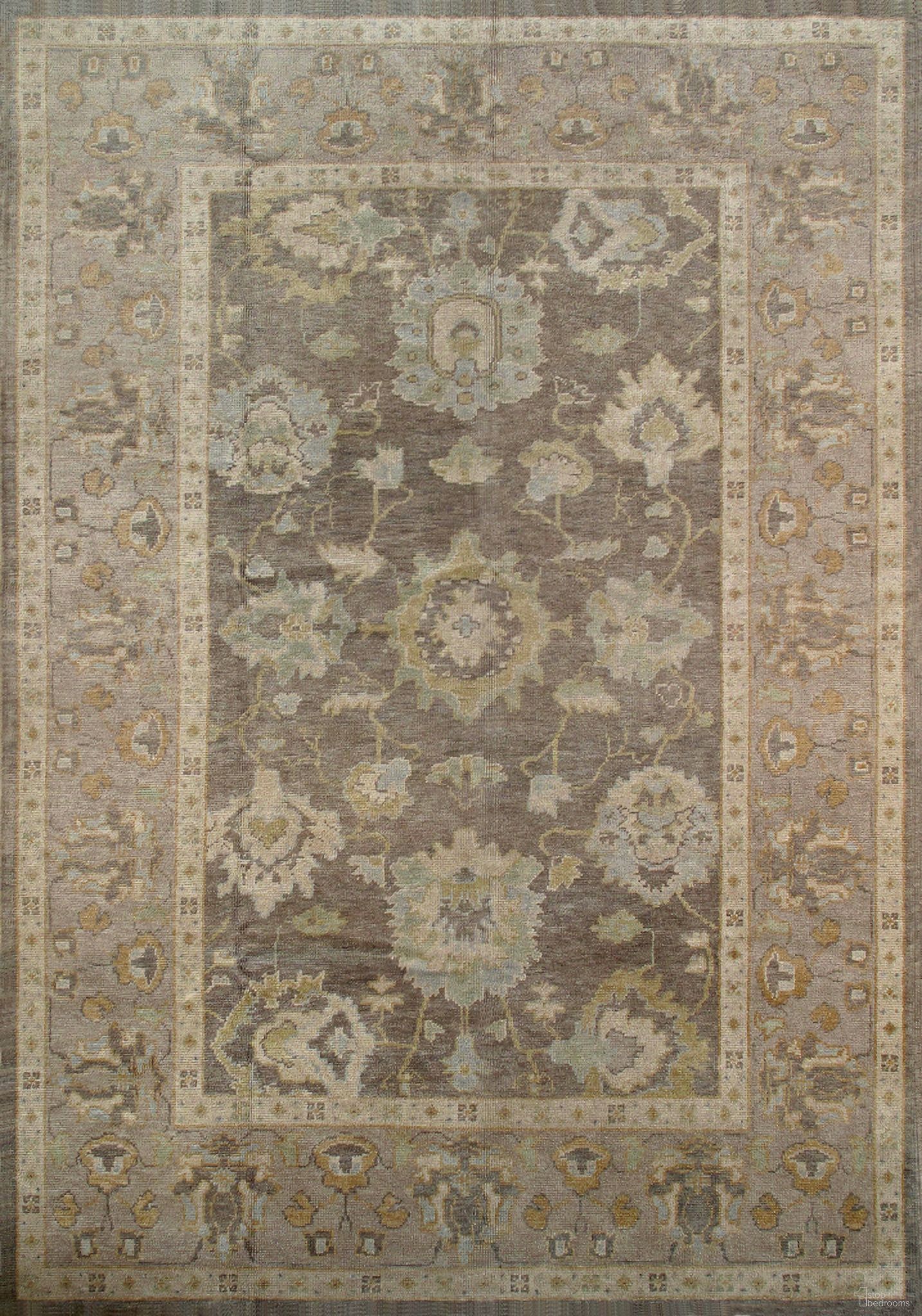 Oushak Collection Hand-Knotted Lamb's Wool Area Rug- 6' 9" x 9' 7" In Light Gray and Grey