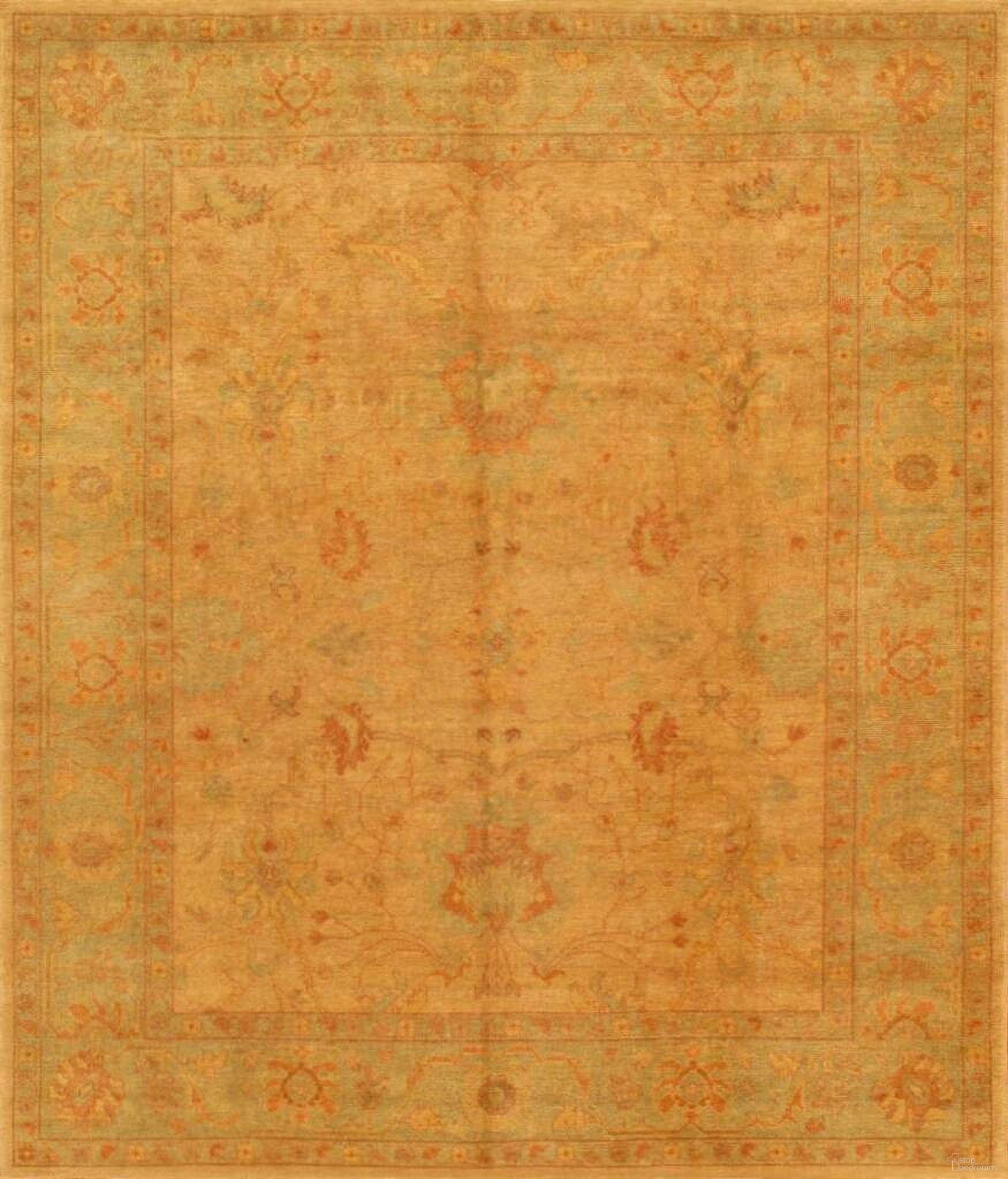 Oushak Collection Hand-Knotted Lamb's Wool Area Rug- 8' 2" x 9' 9" In Light Gray and Beige
