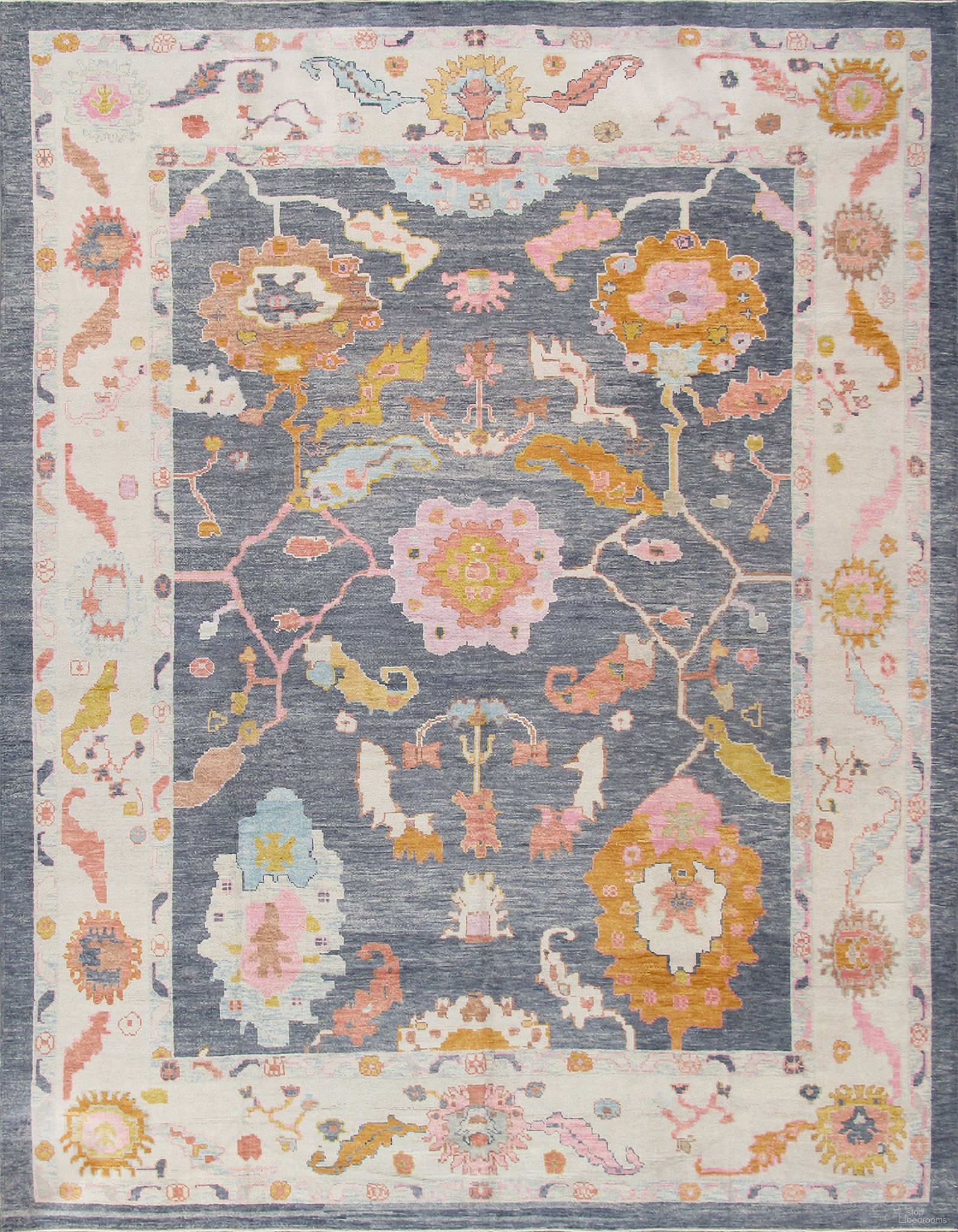Oushak Collection Hand-Knotted Wool Area Rug-11' 9" x 15' In Grey and Ivory