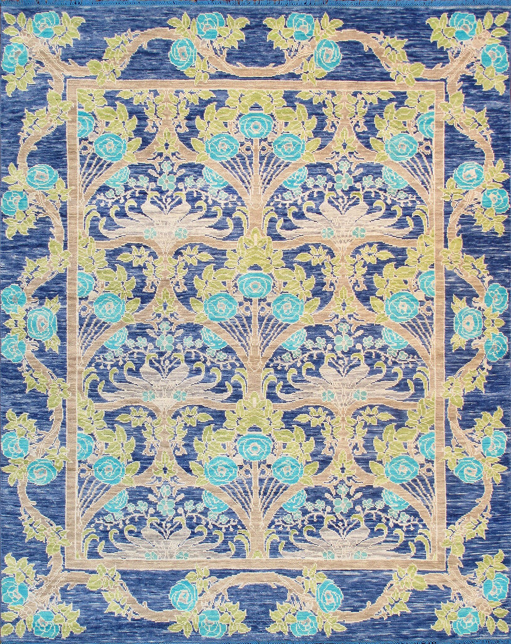 Oushak Collection Hand-Knotted Wool Area Rug- 7'11" x 9' 9" In Blue