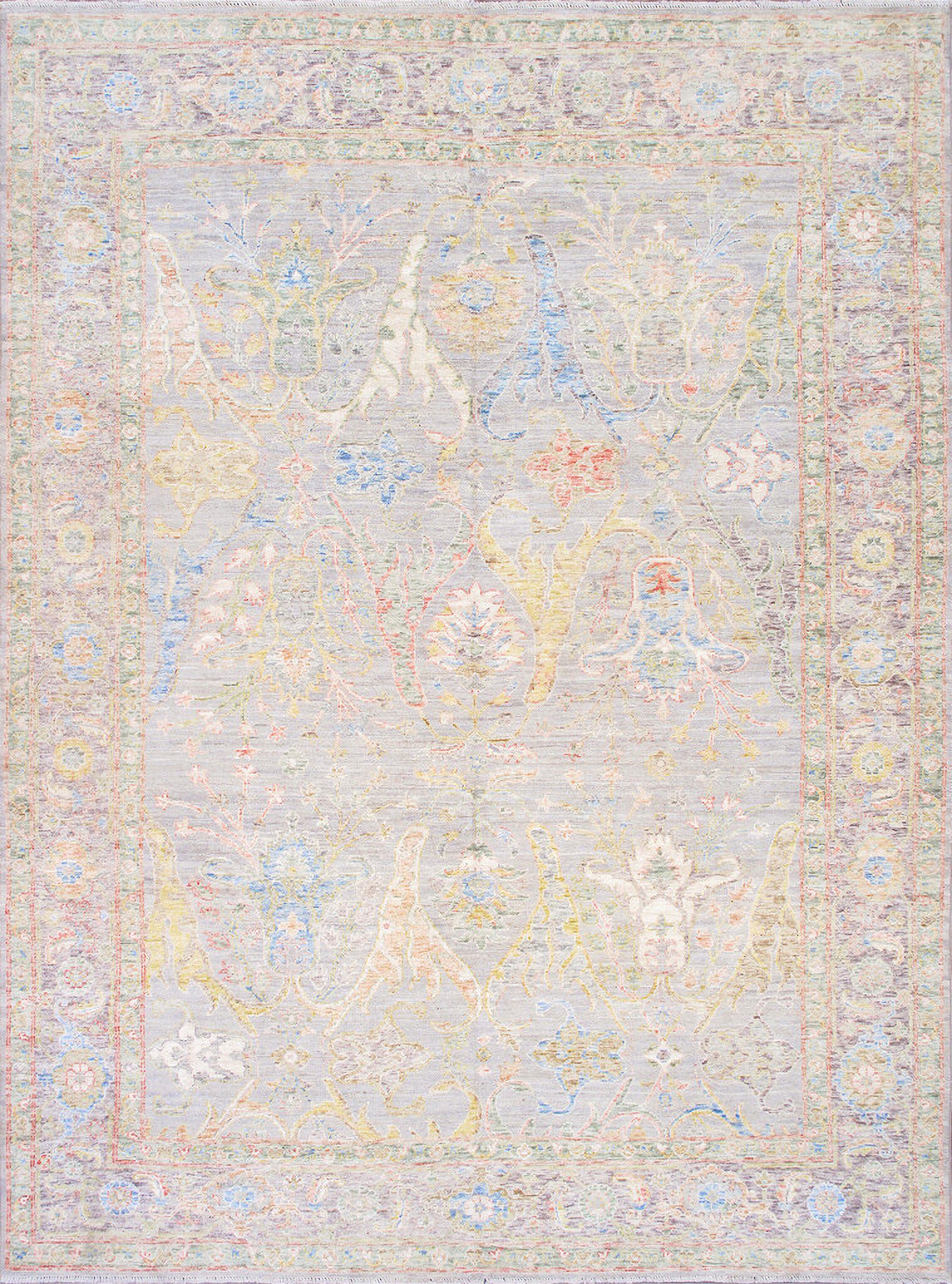 Oushak Collection Hand-Knotted Wool Area Rug- 8'10" x 12'10" In Light Beige and Mocha