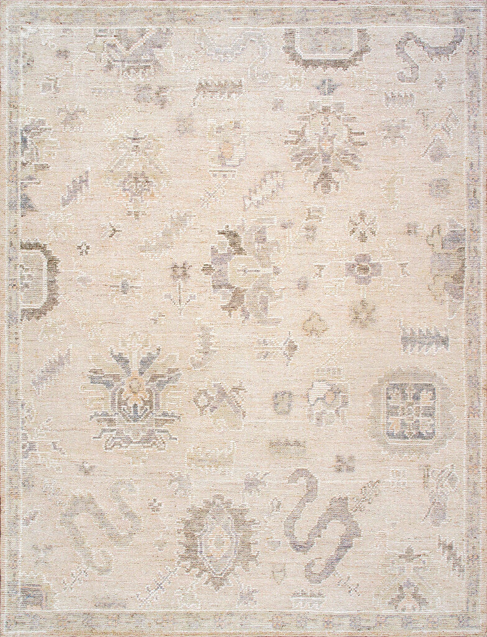 Oushak Collection Hand-Knotted Wool Area Rug- 9' 3" x 12' 2" In Salmon