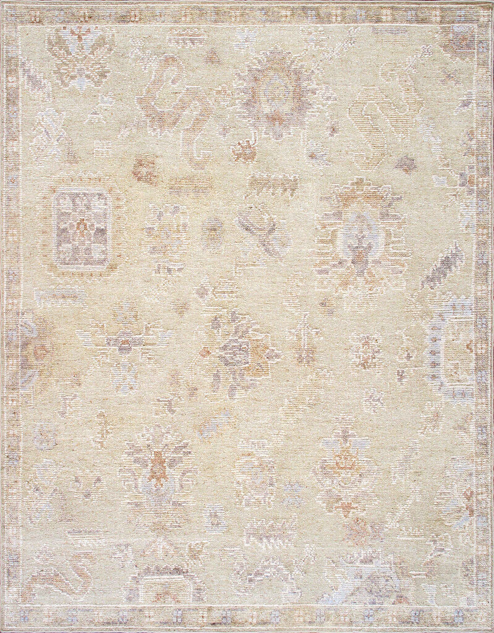 Oushak Collection Hand-Knotted Wool Area Rug- 9' 3" x 12' In Light Green