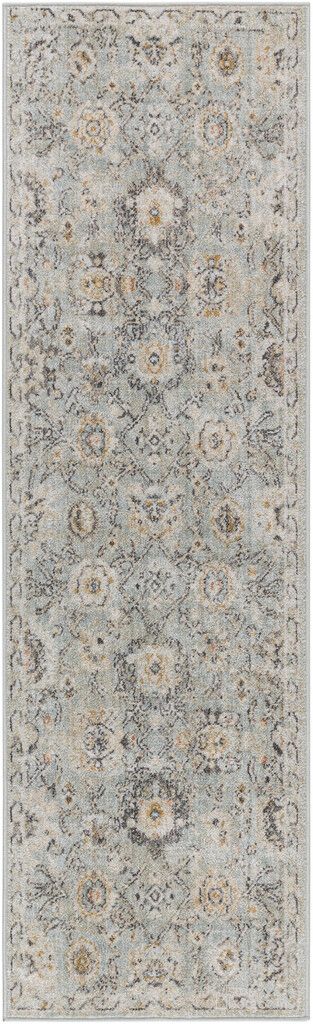 The appearance of Oushak Home 2'3" x 7'6" Indoor Rug In Mint designed by Nourison in the rustic / southwestern interior design. This mint piece of furniture was selected by 1StopBedrooms from Oushak Collection to add a touch of cosiness and style into your home. Sku: 99446949110. Material: Polypropylene.