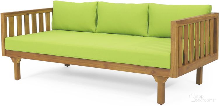 The appearance of Outdoor 3-Seater Daybed with Slat Panel Design and Water Resistant Cushions In Green designed by Noble House in the modern / contemporary interior design. This green piece of furniture was selected by 1StopBedrooms from to add a touch of cosiness and style into your home. Sku: 66327.00GRN. Bed Type: Daybed. Material: Wood.