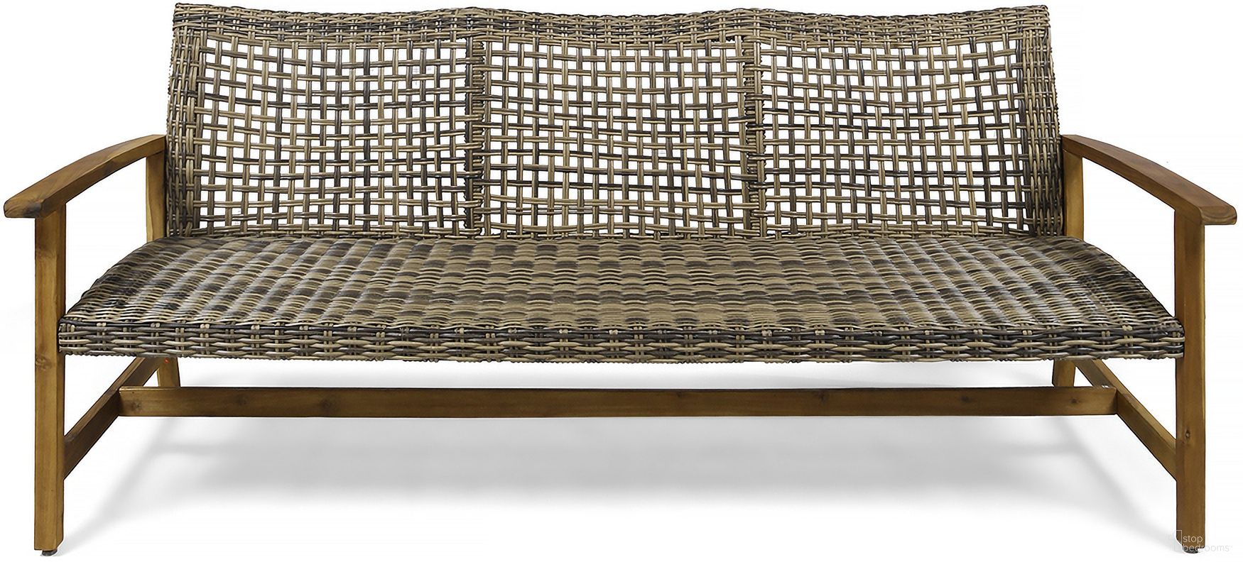 The appearance of Outdoor 3-Seater Sofa with Rattan Cover In Grey designed by Noble House in the modern / contemporary interior design. This grey piece of furniture was selected by 1StopBedrooms from to add a touch of cosiness and style into your home. Sku: 60395.00WTC. Material: Acacia Wood.