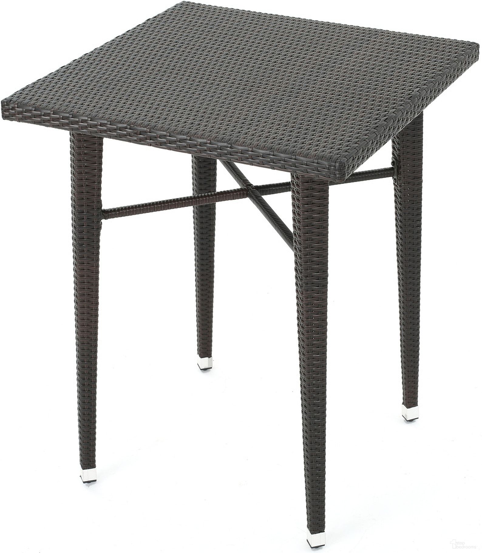 Outdoor 32 Inch Square Bar Table with Iron Frame In Brown Multi by ...