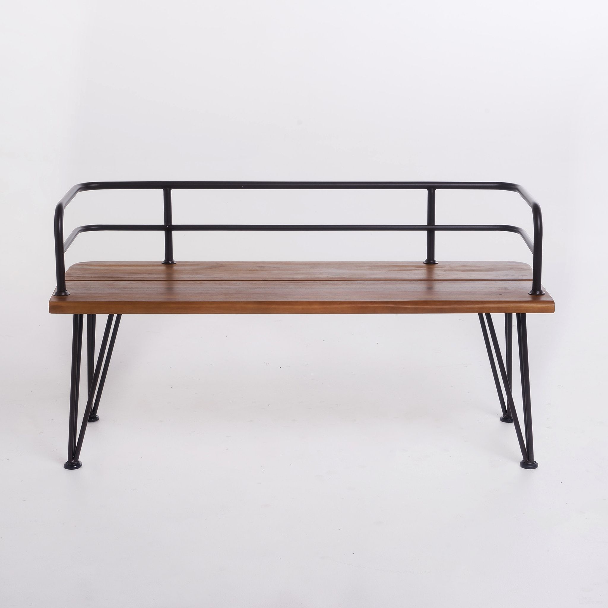The appearance of Outdoor Bench with Powder Coated Iron Frame In Teak designed by Noble House in the industrial interior design. This teak piece of furniture  was selected by 1StopBedrooms from  to add a touch of cosiness and style into your home. Sku: 60390.00. Material: Metal.