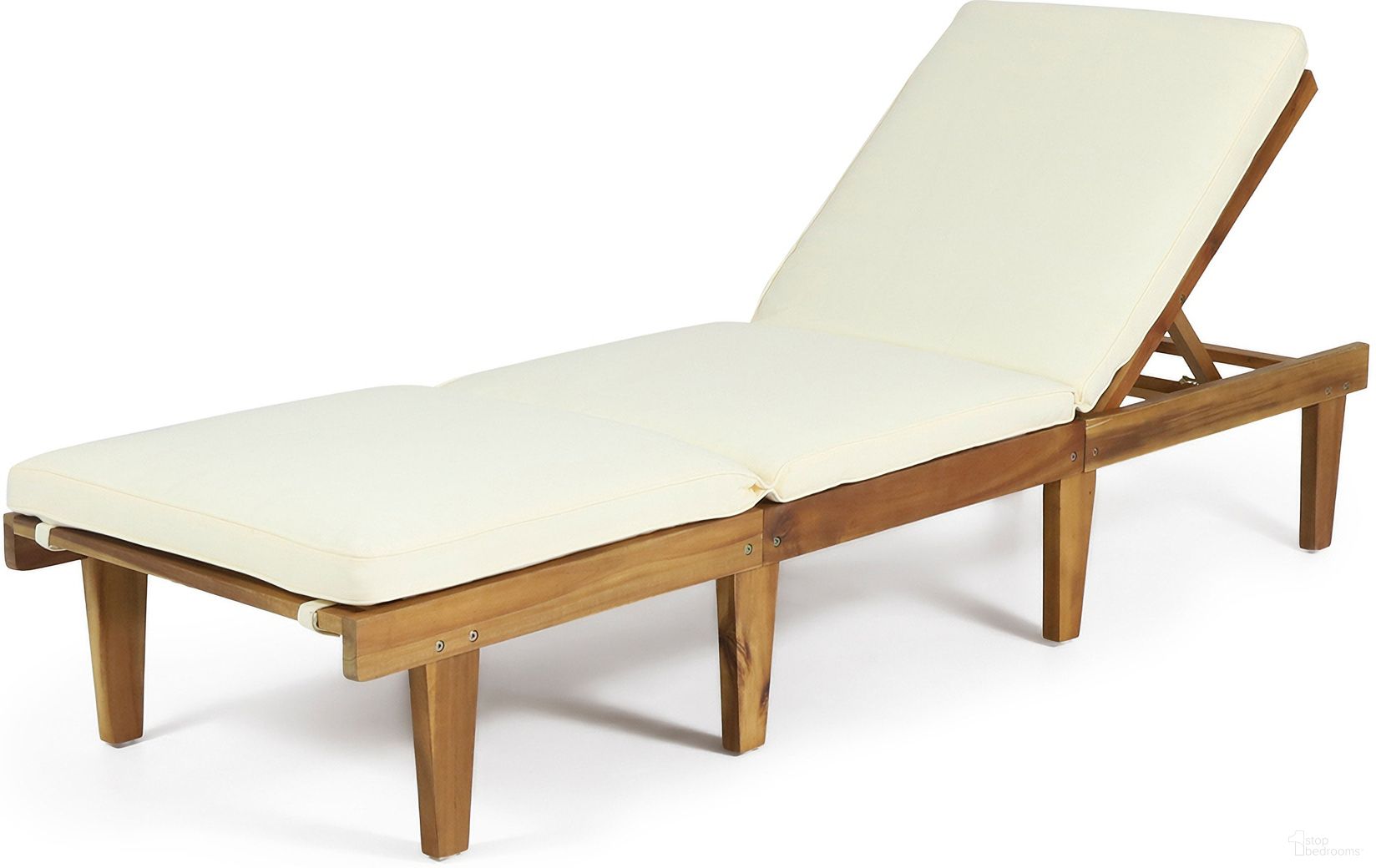Outdoor Chaise Lounge with Cushion and Adjustable Seat In White
