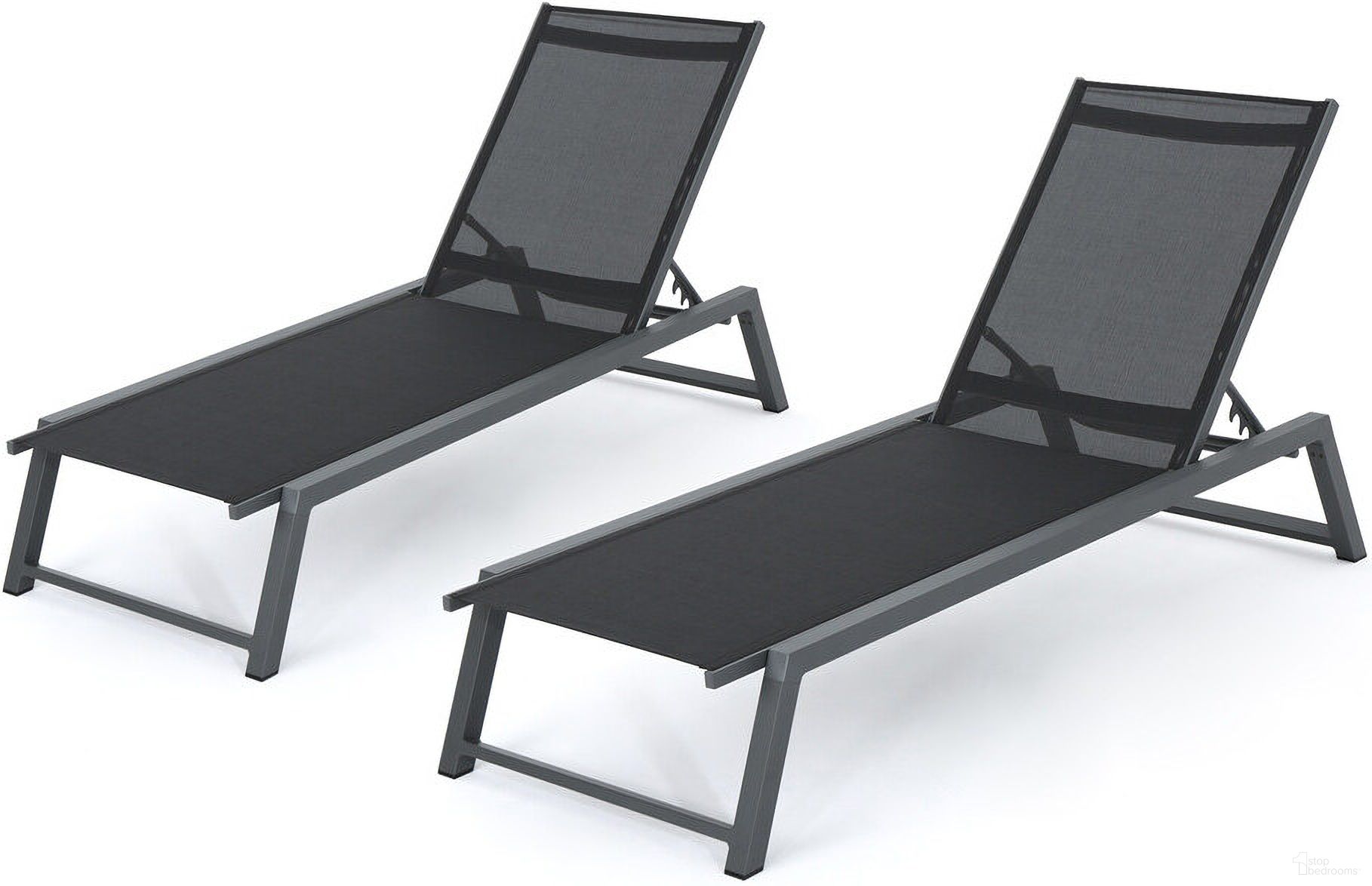The appearance of Outdoor Chaise Lounge with Mesh Back and Metal Frame In Black designed by Noble House in the modern / contemporary interior design. This black piece of furniture  was selected by 1StopBedrooms from  to add a touch of cosiness and style into your home. Sku: 61407.00BBLKMP2. Material: Rattan.