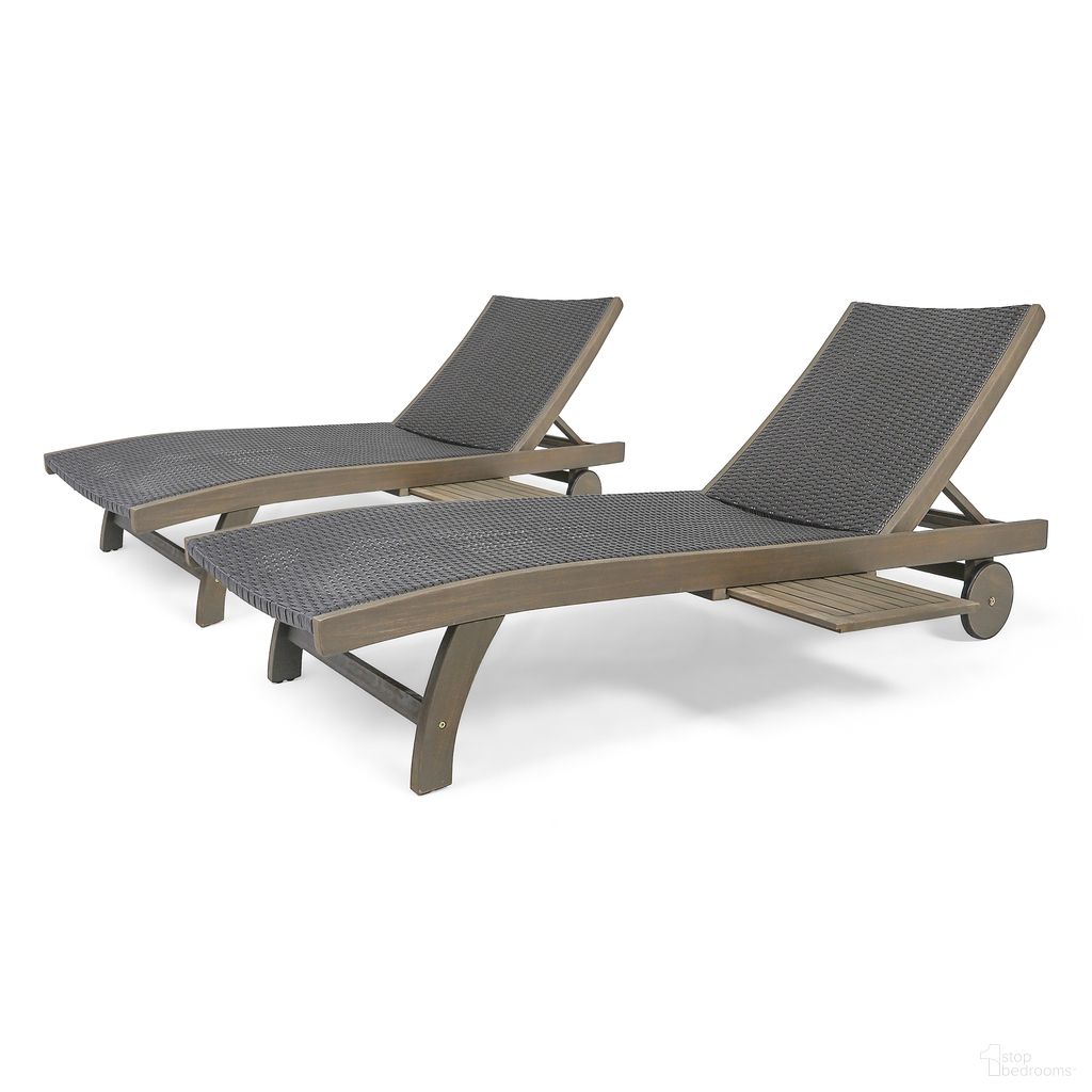The appearance of Outdoor Chaise Lounge with Pull-Out Tray and Wicker Seat In Grey designed by Noble House in the modern / contemporary interior design. This grey piece of furniture was selected by 1StopBedrooms from to add a touch of cosiness and style into your home. Sku: 63124.00GRYMP2. Material: Acacia Wood.