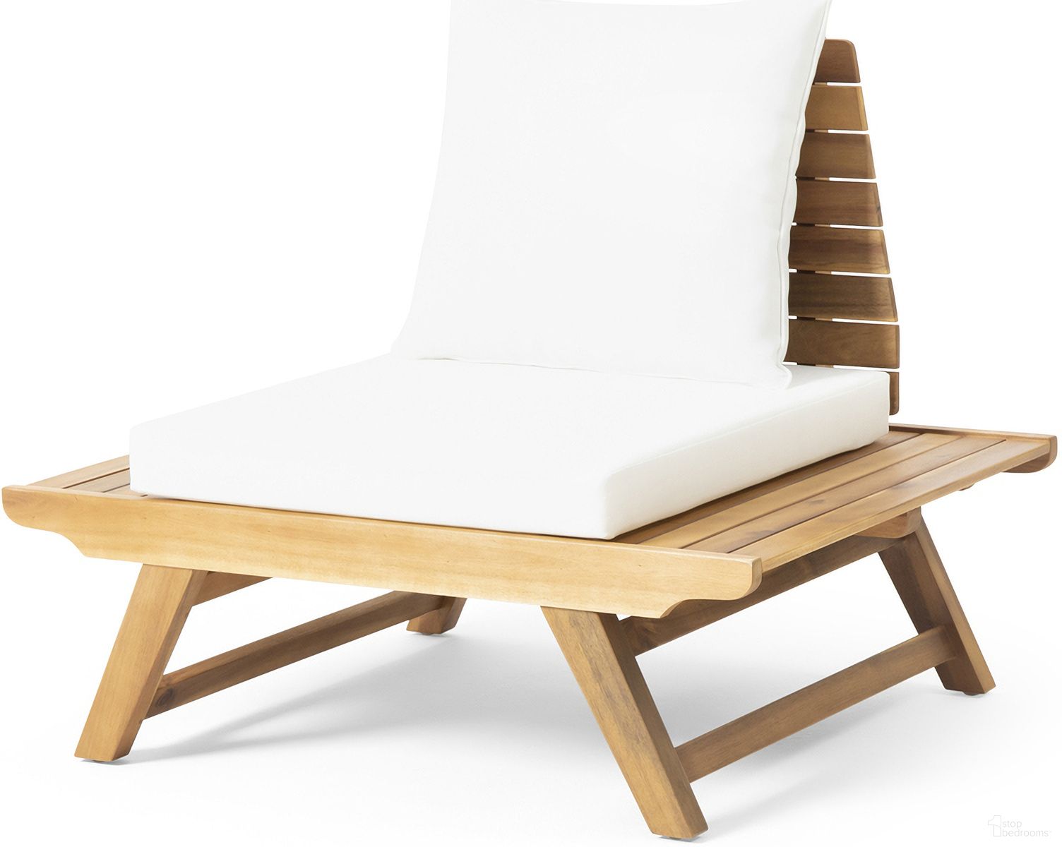 The appearance of Outdoor Club Chair with Slatted Design and Water Resistance Cushion In Beige designed by Noble House in the rustic / southwestern interior design. This beige piece of furniture was selected by 1StopBedrooms from to add a touch of cosiness and style into your home. Sku: 63744.00WHI. Material: Wood.