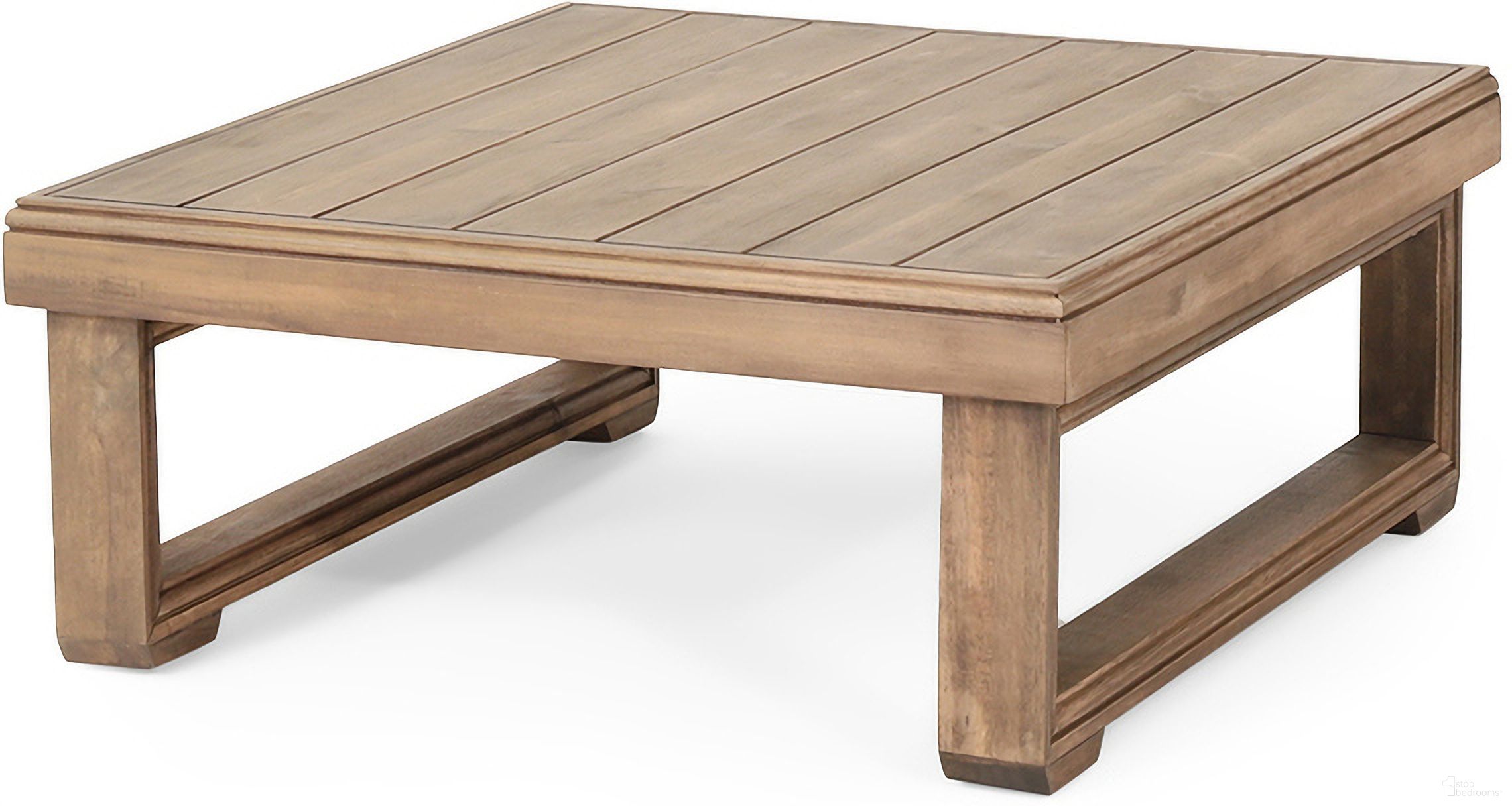The appearance of Outdoor Coffee Table with Slat Top and U Shape Legs In Brown designed by Noble House in the rustic / southwestern interior design. This brown piece of furniture  was selected by 1StopBedrooms from  to add a touch of cosiness and style into your home. Sku: 73108.00BBGE. Material: Acacia Wood.