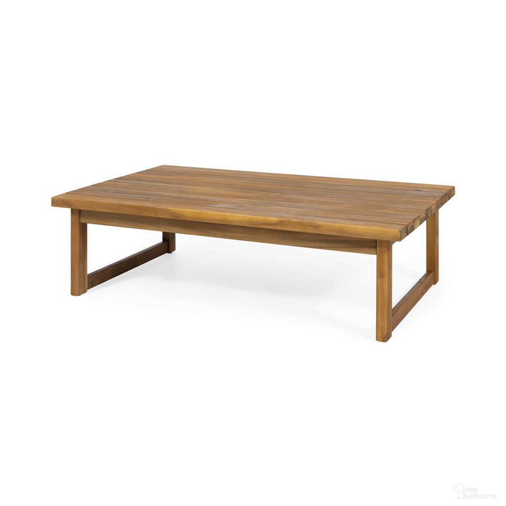The appearance of Outdoor Coffee Table with Slat Top Design and Sled Base In Teak designed by Noble House in the country / farmhouse interior design. This teak piece of furniture  was selected by 1StopBedrooms from  to add a touch of cosiness and style into your home. Sku: 68368.00. Material: Wood.