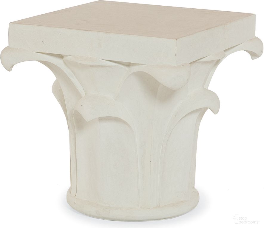 The appearance of Outdoor Corinthian Column Side Table In White designed by Century Furniture in the transitional interior design. This white piece of furniture was selected by 1StopBedrooms from Outdoor Complements Collection to add a touch of cosiness and style into your home. Sku: D89-5465-WH. Table Top Shape: Square. Material: Stone.