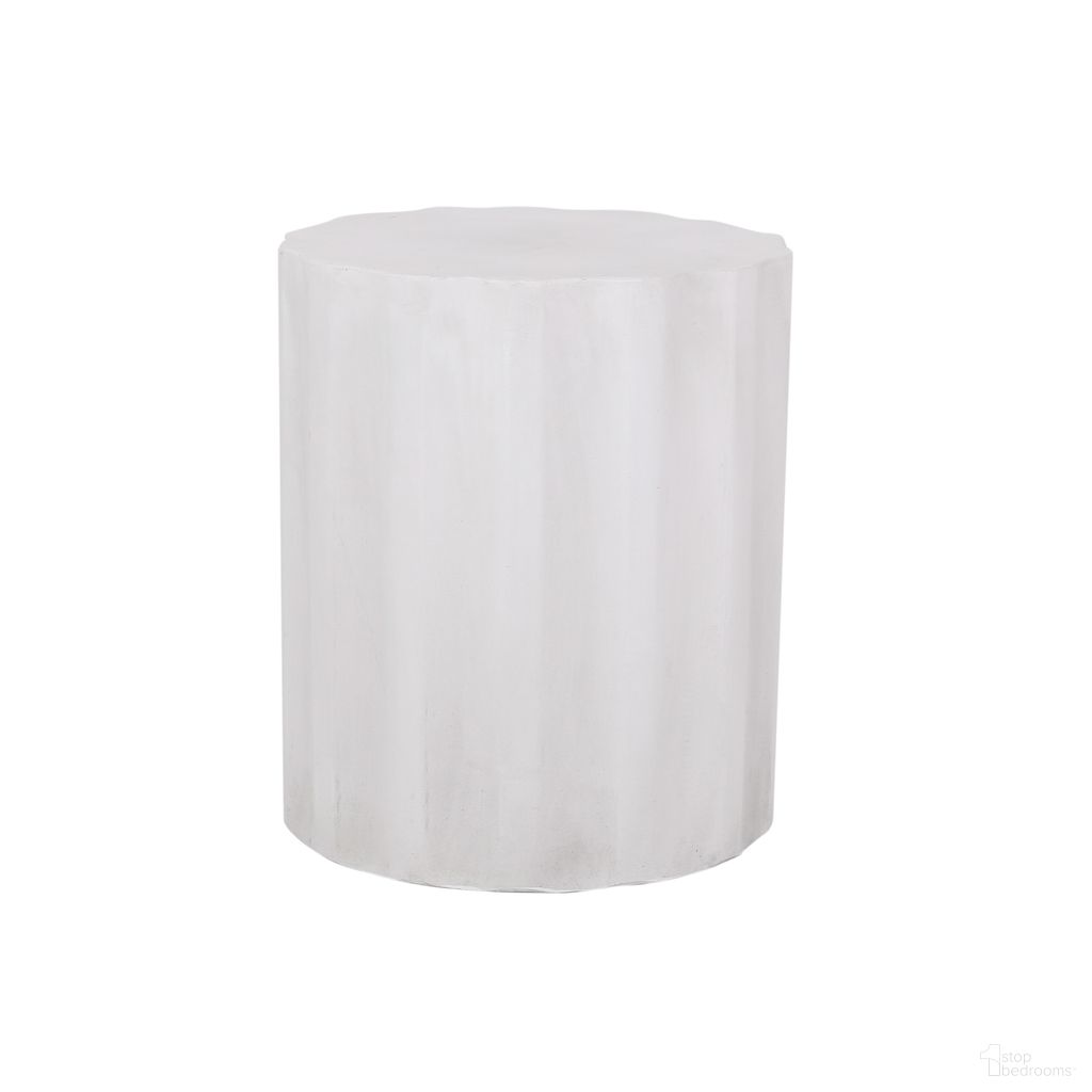 Outdoor End Table with Soft Wave Edge In Antique White