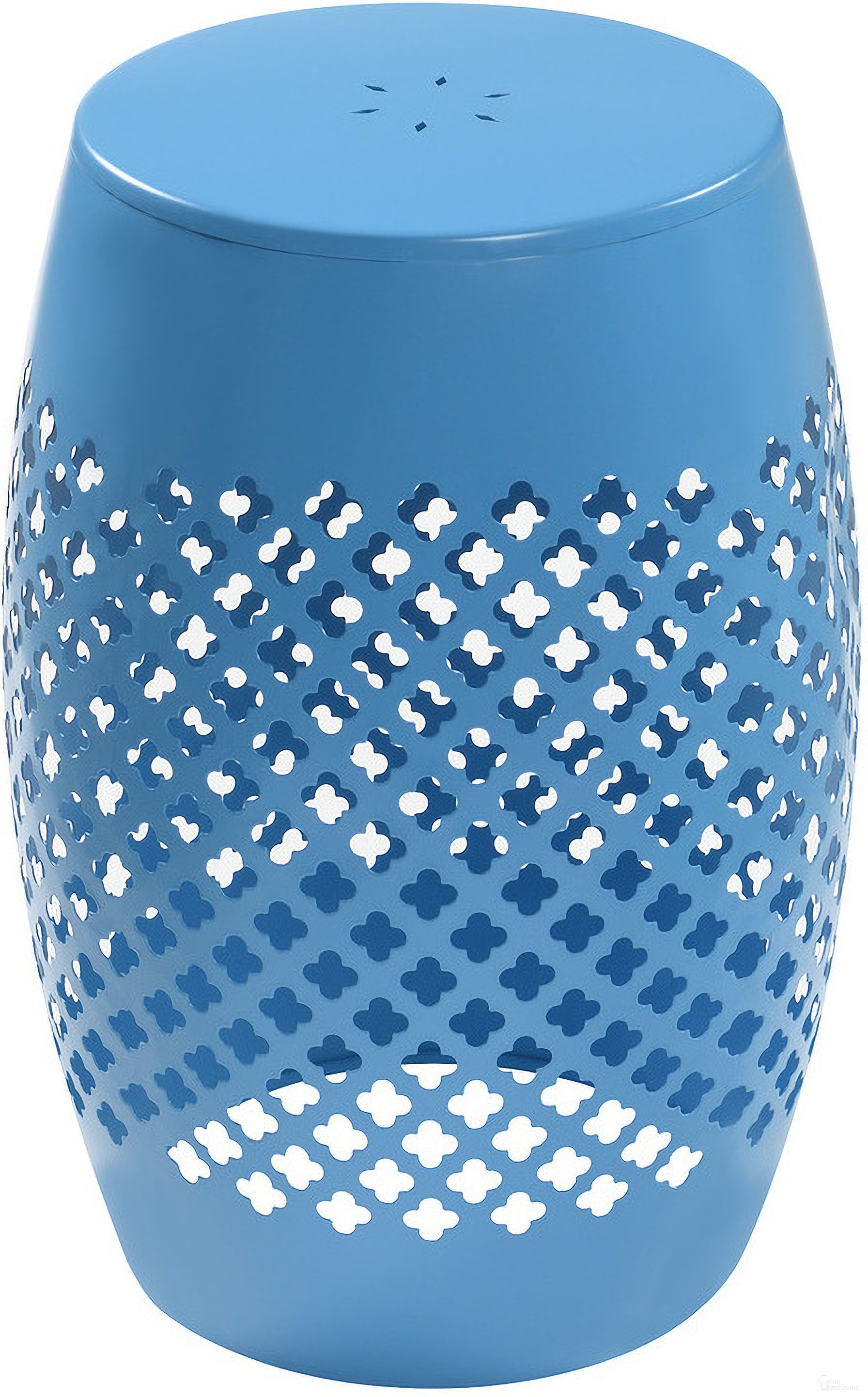 The appearance of Outdoor Lace Cut Side Table In Blue designed by AC Pacific in the modern / contemporary interior design. This blue piece of furniture was selected by 1StopBedrooms from to add a touch of cosiness and style into your home. Sku: SIDE TABLE-BLUE. Material: Iron.