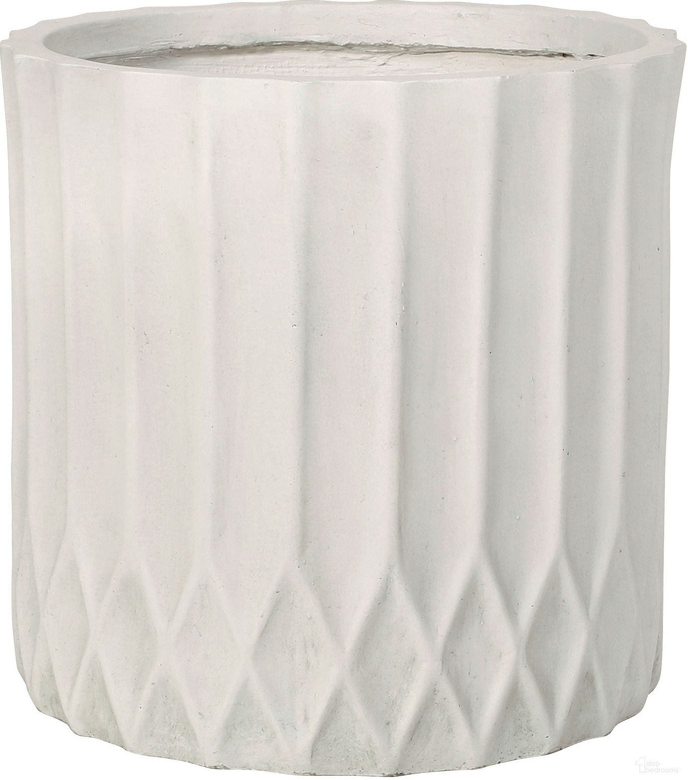 Outdoor Lightweight Tall Concrete Planter In Antique White