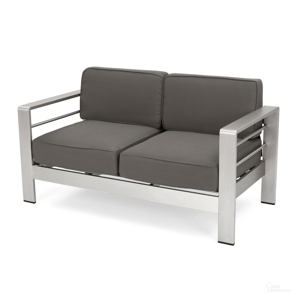 The appearance of Outdoor Aluminum Loveseat with Cushion In Grey designed by Noble House in the modern / contemporary interior design. This grey piece of furniture  was selected by 1StopBedrooms from  to add a touch of cosiness and style into your home. Sku: 56348.00. Material: Aluminium.