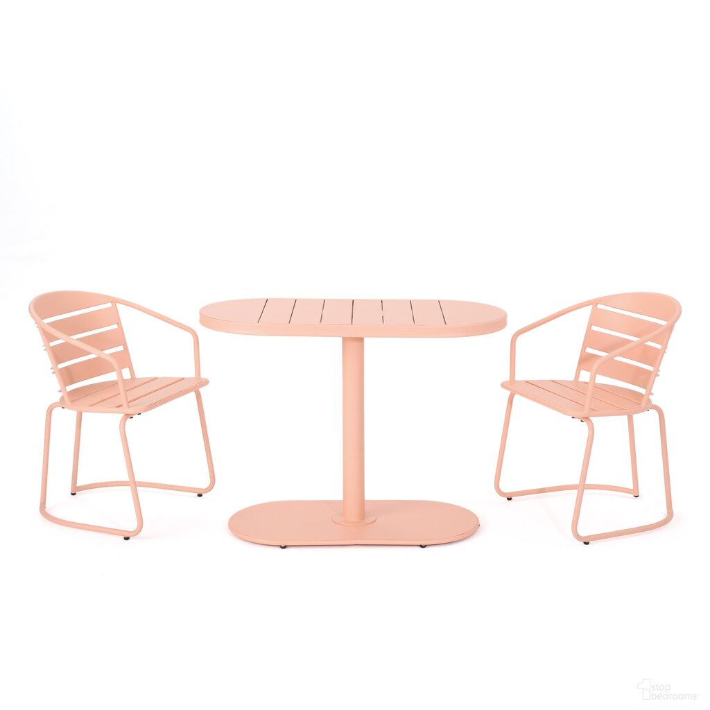 The appearance of Outdoor Metal Seating Set with Coffee Table and 2 Chairs In Pink designed by Noble House in the modern / contemporary interior design. This pink piece of furniture was selected by 1StopBedrooms from to add a touch of cosiness and style into your home. Sku: 62015.00CRL. Material: Iron.