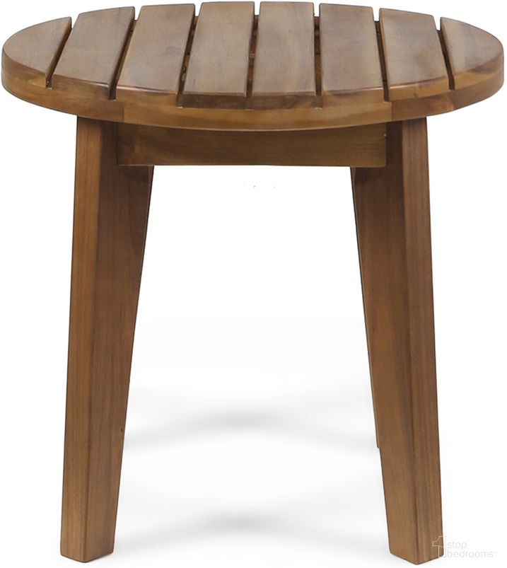 The appearance of Outdoor Acacia Wood Side Table with Weather Resistance In Teak designed by Noble House in the country / farmhouse interior design. This teak piece of furniture was selected by 1StopBedrooms from to add a touch of cosiness and style into your home. Sku: 62266.00. Material: Wood.