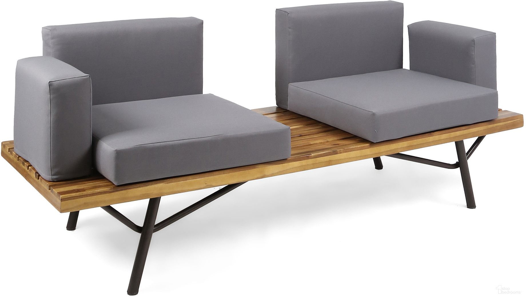 The appearance of Outdoor Sofa with Cushions and Iron Legs In Dark Grey designed by Noble House in the modern / contemporary interior design. This dark grey piece of furniture  was selected by 1StopBedrooms from  to add a touch of cosiness and style into your home. Sku: 62255.00TFNH. Material: Fabric.
