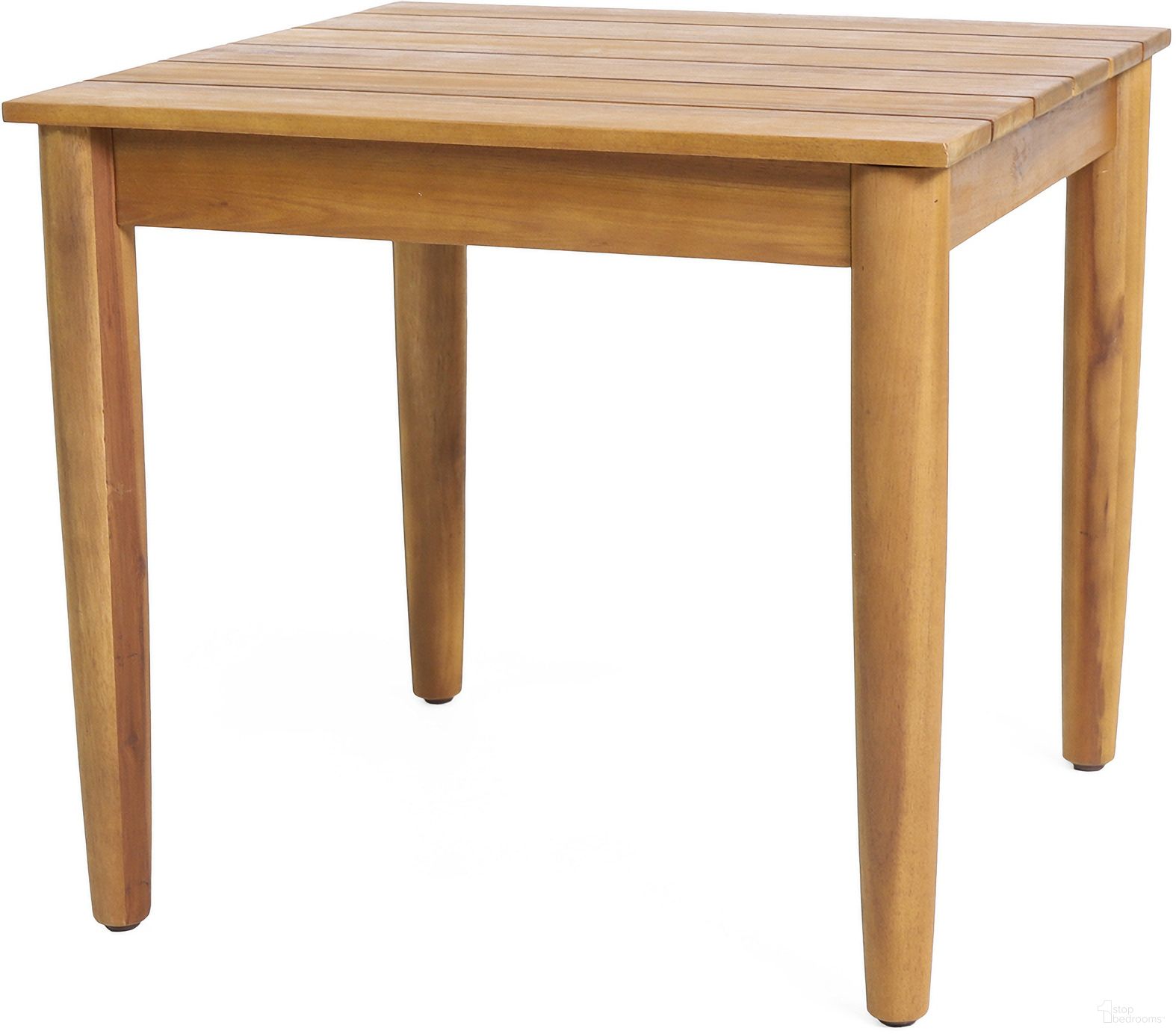 The appearance of Outdoor Square Side Table with Slatted Top and Wood Frame In Teak designed by Noble House in the country / farmhouse interior design. This teak piece of furniture was selected by 1StopBedrooms from to add a touch of cosiness and style into your home. Sku: 70151.00. Table Top Shape: Square. Material: Wood.