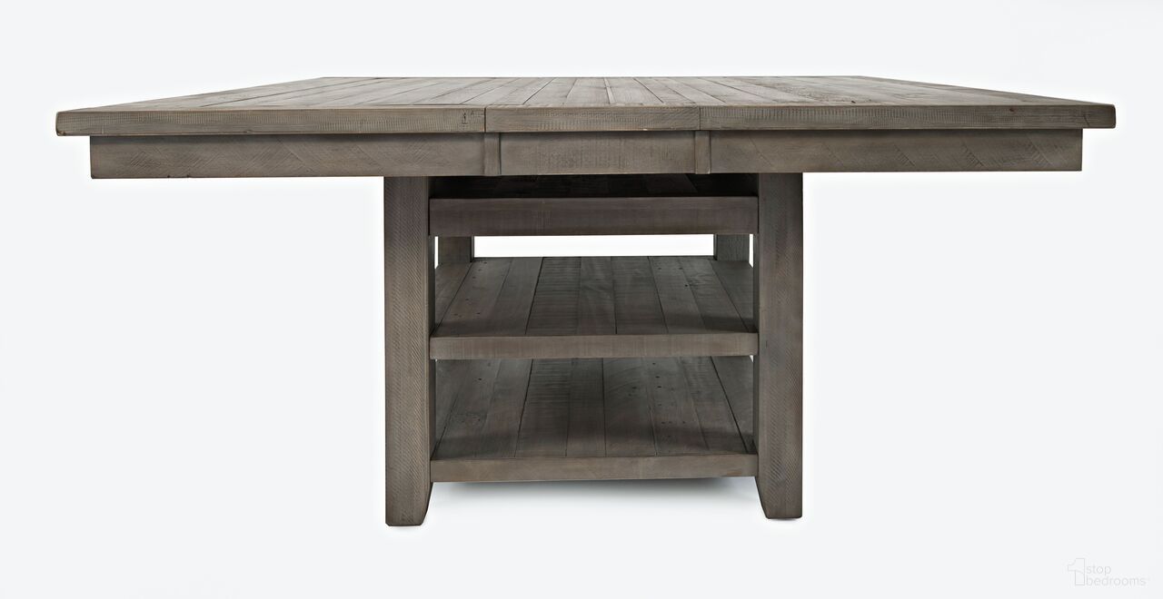 The appearance of Outer Banks Adjustable Height 60 Inch Storage Dining Table In Driftwood designed by Jofran in the transitional interior design. This driftwood piece of furniture was selected by 1StopBedrooms from Outer Banks Collection to add a touch of cosiness and style into your home. Sku: 1841-60. Table Base Style: Legs. Table Top Shape: Square. Material: Pine. Size: 60" x 60".