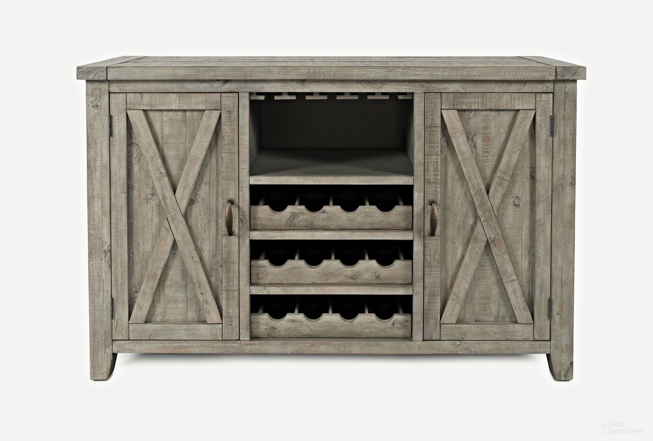 The appearance of Outer Banks Buffet Server with Wine Bottle and Glass Storage In Driftwood designed by Jofran in the rustic / southwestern interior design. This driftwood piece of furniture was selected by 1StopBedrooms from Outer Banks Collection to add a touch of cosiness and style into your home. Sku: 1841-95. Material: Pine.