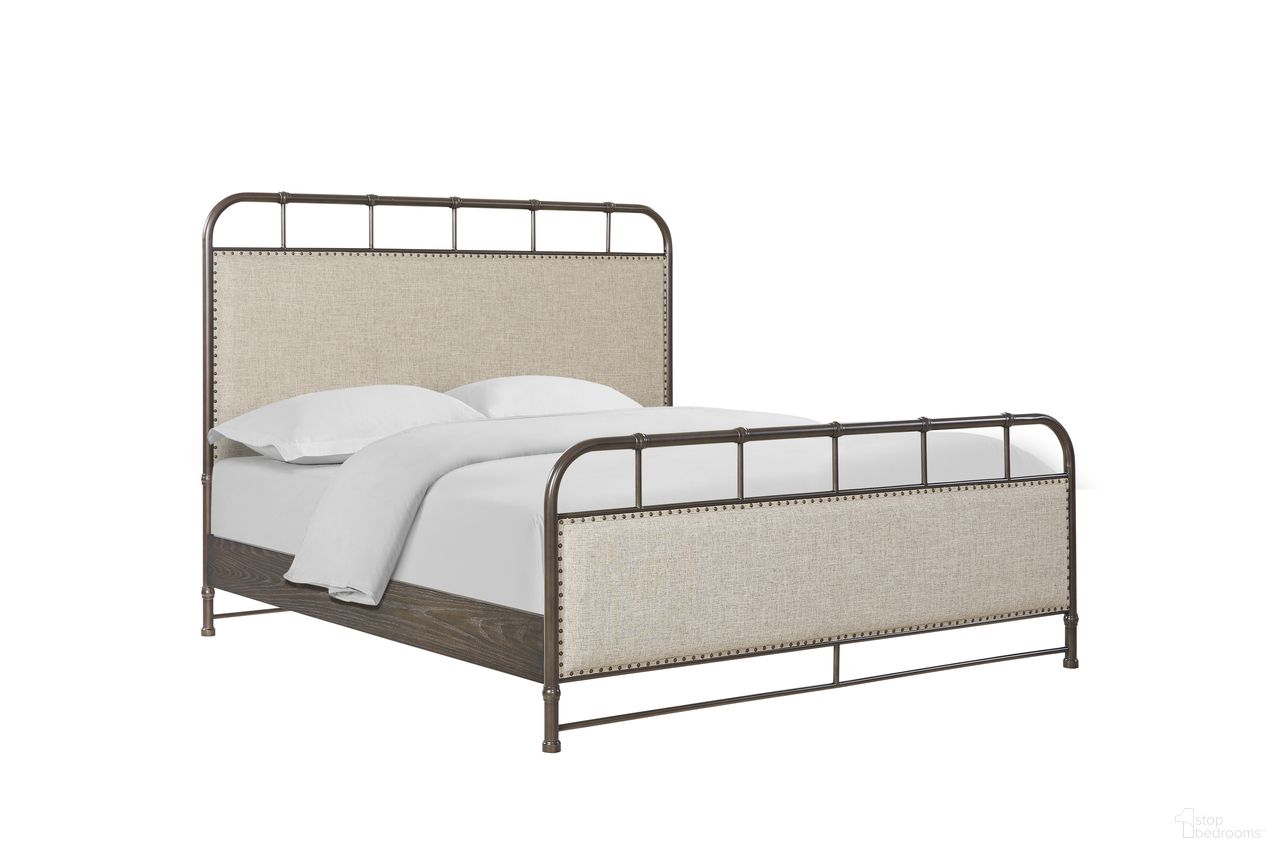 The appearance of Outfitter's Post Upholstered Queen Metal Bed in Bourbon designed by FD Home in the traditional interior design. This bourbon piece of furniture was selected by 1StopBedrooms from Outfitter's Post Collection to add a touch of cosiness and style into your home. Sku: 7118-13;7118-14;7118-08. Bed Size: Queen. Material: Poplar Solid. Bed Type: Metal Bed.