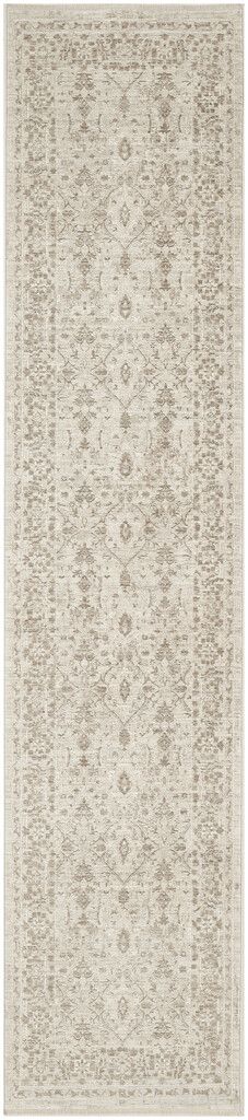 Outlines Vintage 2'2" x 10' Vintage Indoor Rug In Ivory Grey
