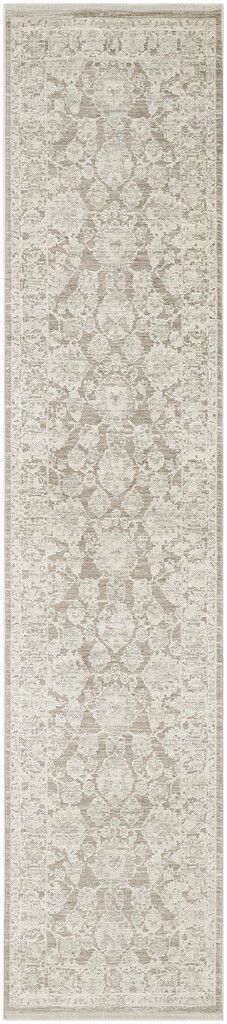 Outlines Vintage 2'2" x 12' Indoor Rug In Mocha and Ivory