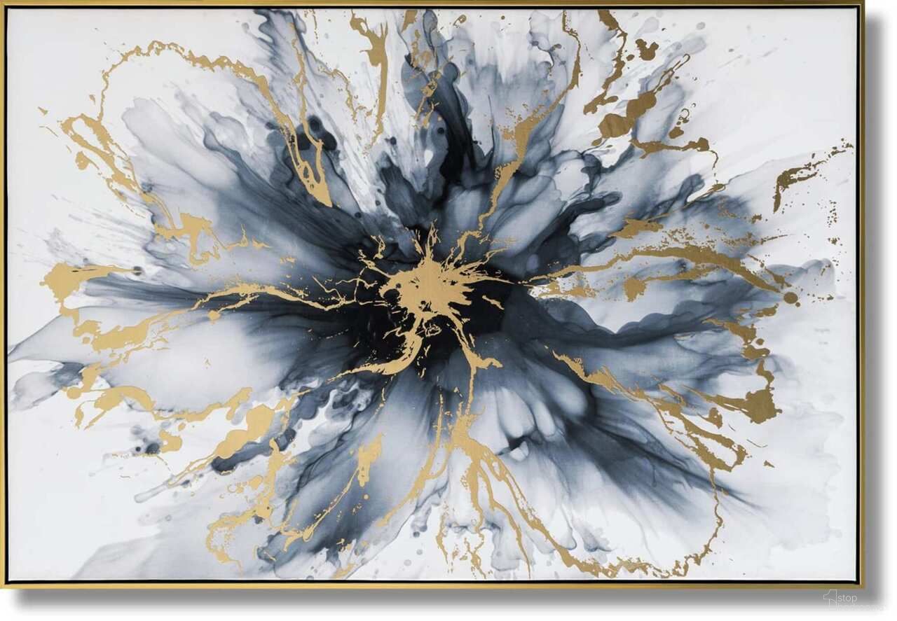 Outspoken Midnight Bloom Canvas Wall Art In Gold