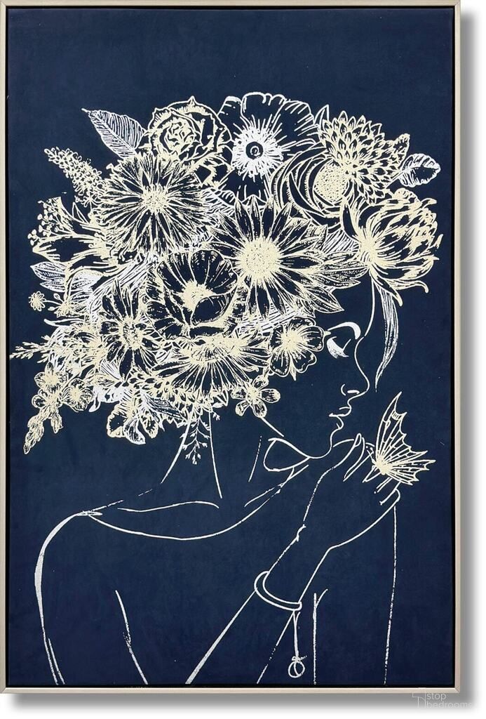 Outspoken Muse Floral Silhouette Canvas Wall Art In Midnight