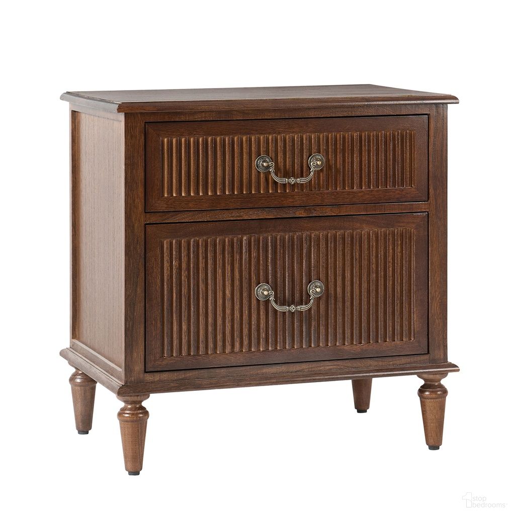 The appearance of Ove 2-Drawer Nightstand In Walnut designed by Karat Home in the modern / contemporary interior design. This walnut piece of furniture was selected by 1StopBedrooms from Ove Collection to add a touch of cosiness and style into your home. Sku: NSCL1354-WAL. Material: Solid Wood.