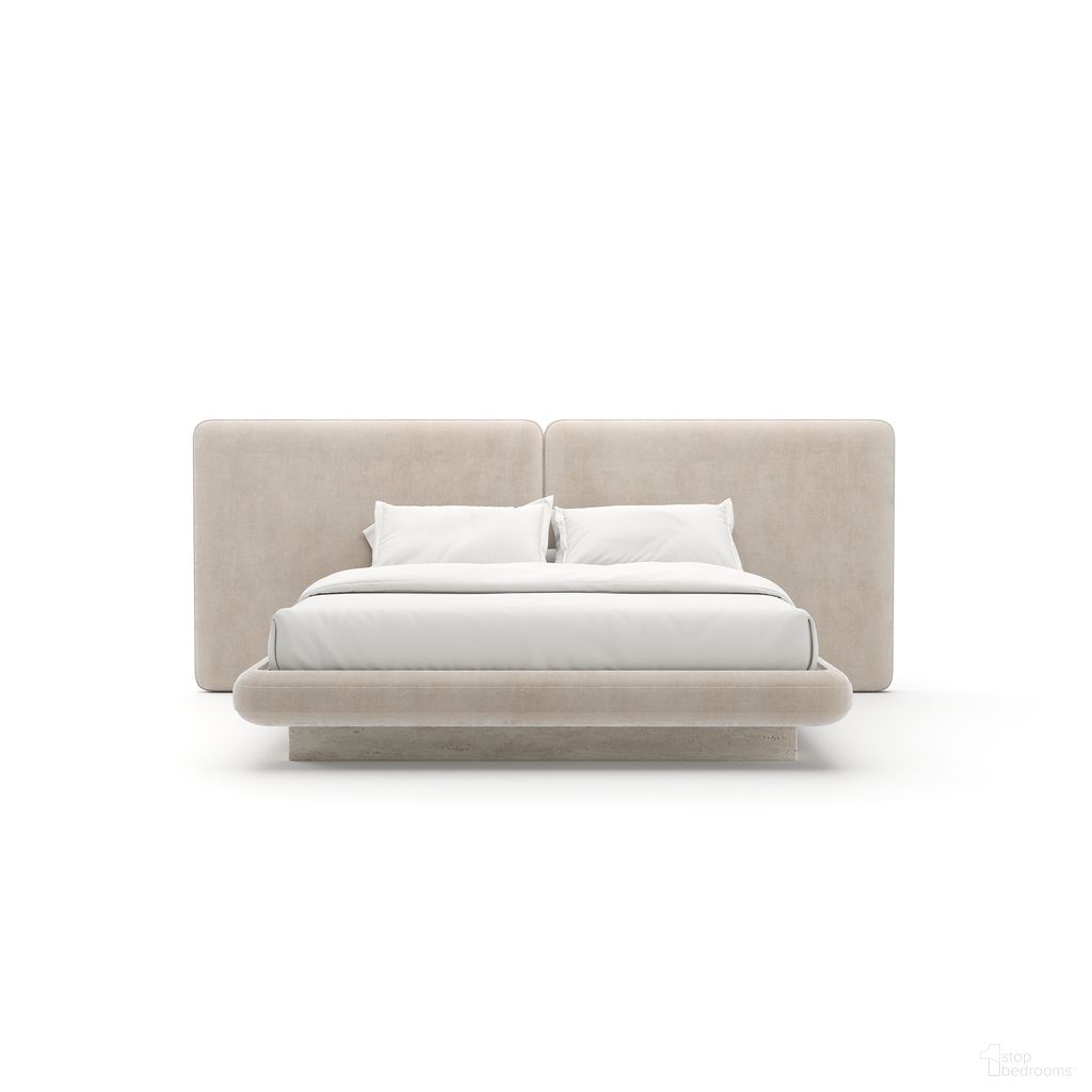 Overlap 2 Panel King Upholstered Bed In Cream